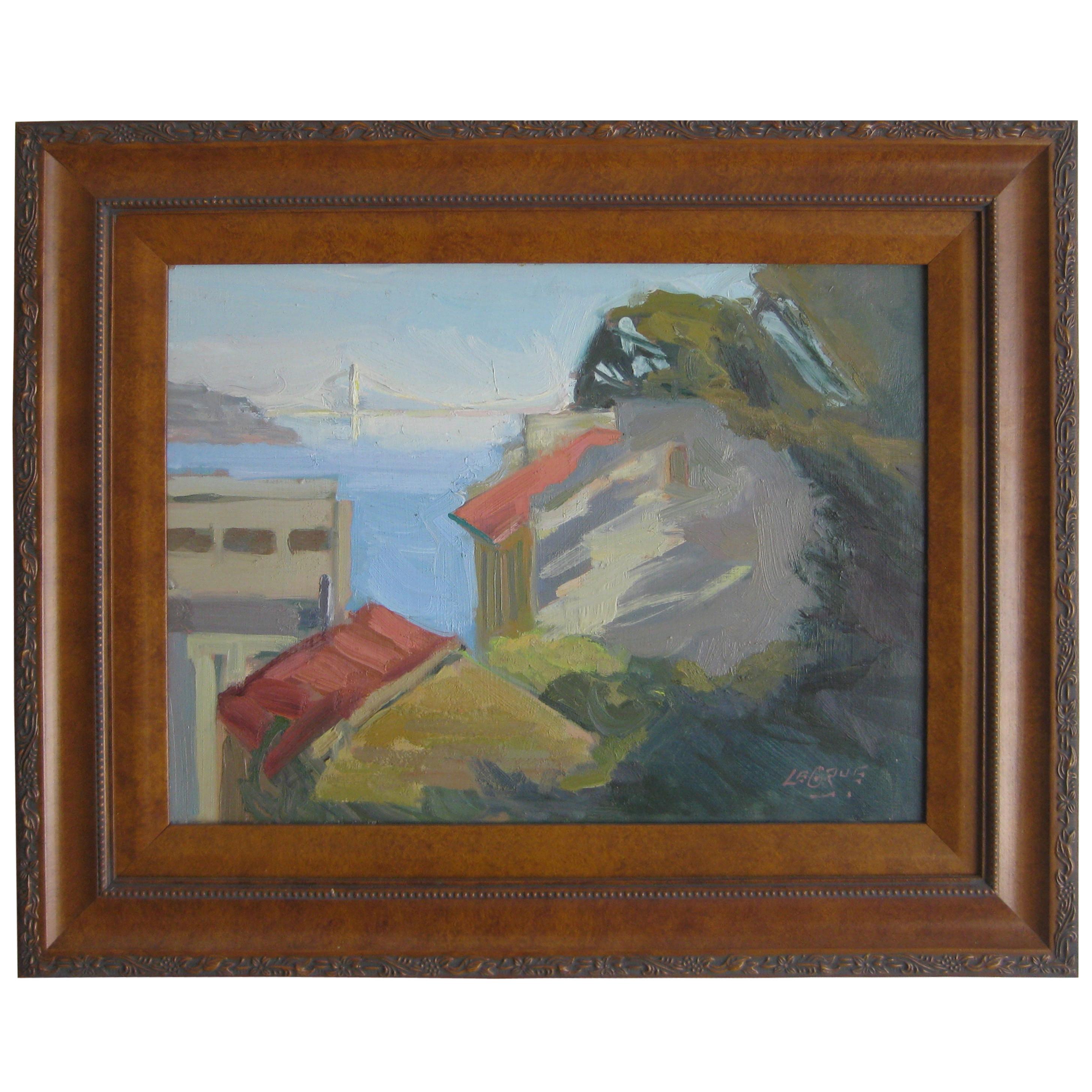 Jeanette Le Grue Impressionist Oil Painting of San Francisco Oakland Bay Bridge For Sale