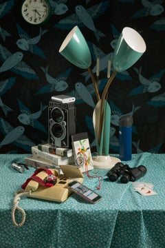 “Still Life with Binoculars” Vintage Tech Photograph about Bird Watching