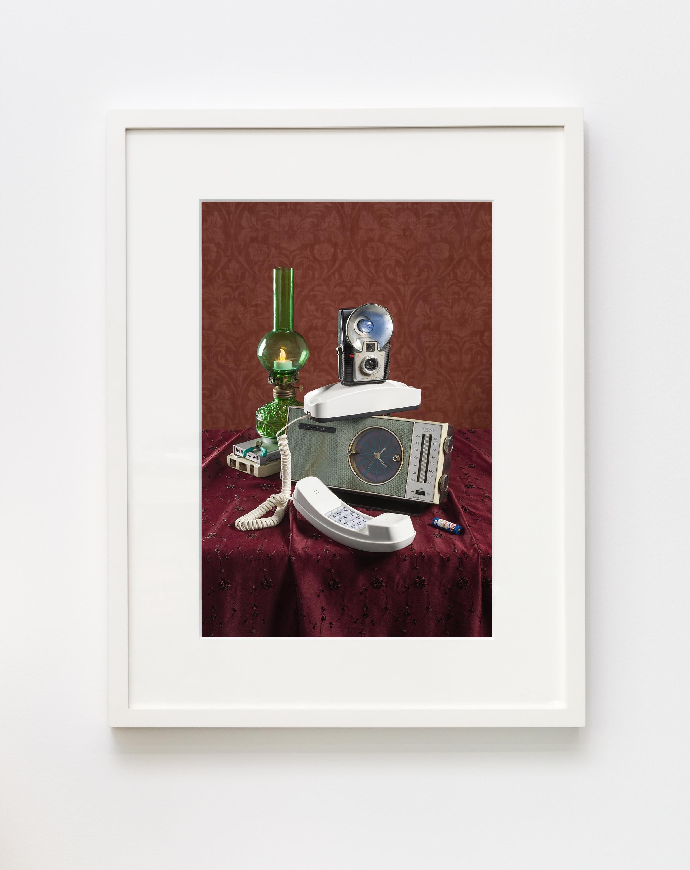 “Still Life with Clock Radio” Contemporary Still-life Photo with Vintage Tech - Photograph by Jeanette May