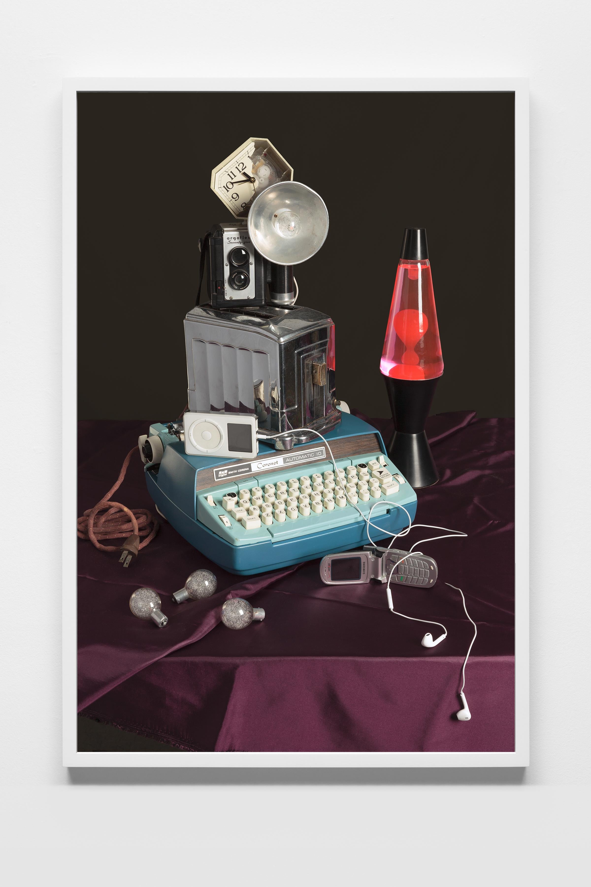 “Tech Vanitas: Blue Typewriter” Contemporary Still-life Photograph, Vintage Tech - Print by Jeanette May