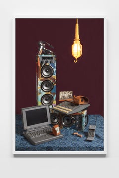 "Tech Vanitas: Graffiti Speakers" Contemporary Still-life Photo of Vintage Tech