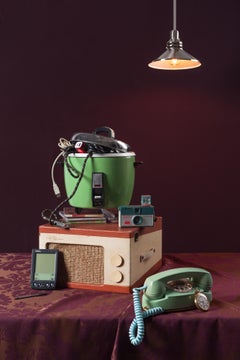“Tech Vanitas: Green Instamatic” Contemporary Still-life Photo of Vintage Tech 