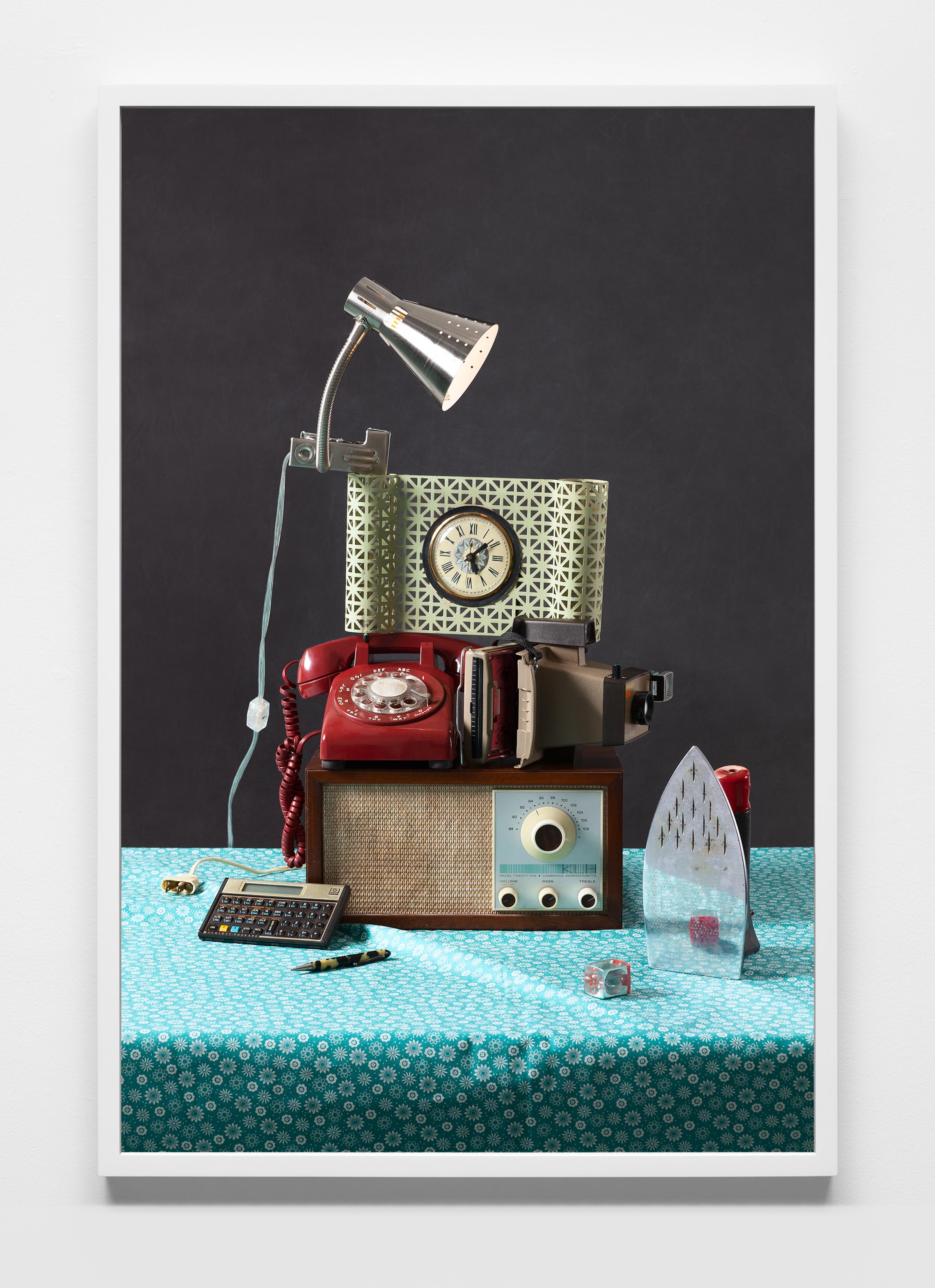 “Tech Vanitas: Red Phone” Contemporary Still-life Photograph of Vintage Tech  - Print by Jeanette May