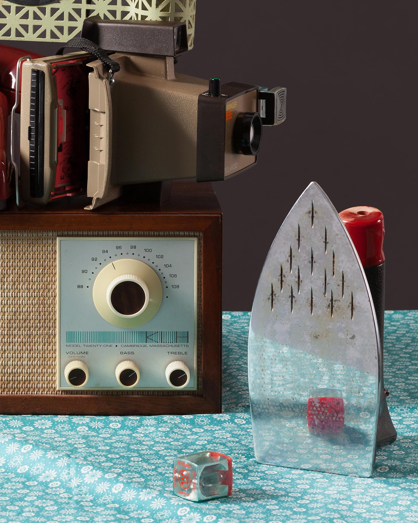 “Tech Vanitas: Red Phone” Contemporary Still-life Photograph of Vintage Tech - Black Still-Life Print by Jeanette May