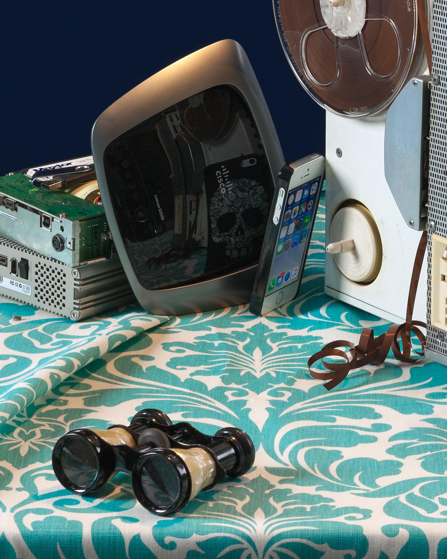 “Tech Vanitas: Reel to Reel” Contemporary Still-life Photo of Vintage Tech - Black Still-Life Photograph by Jeanette May