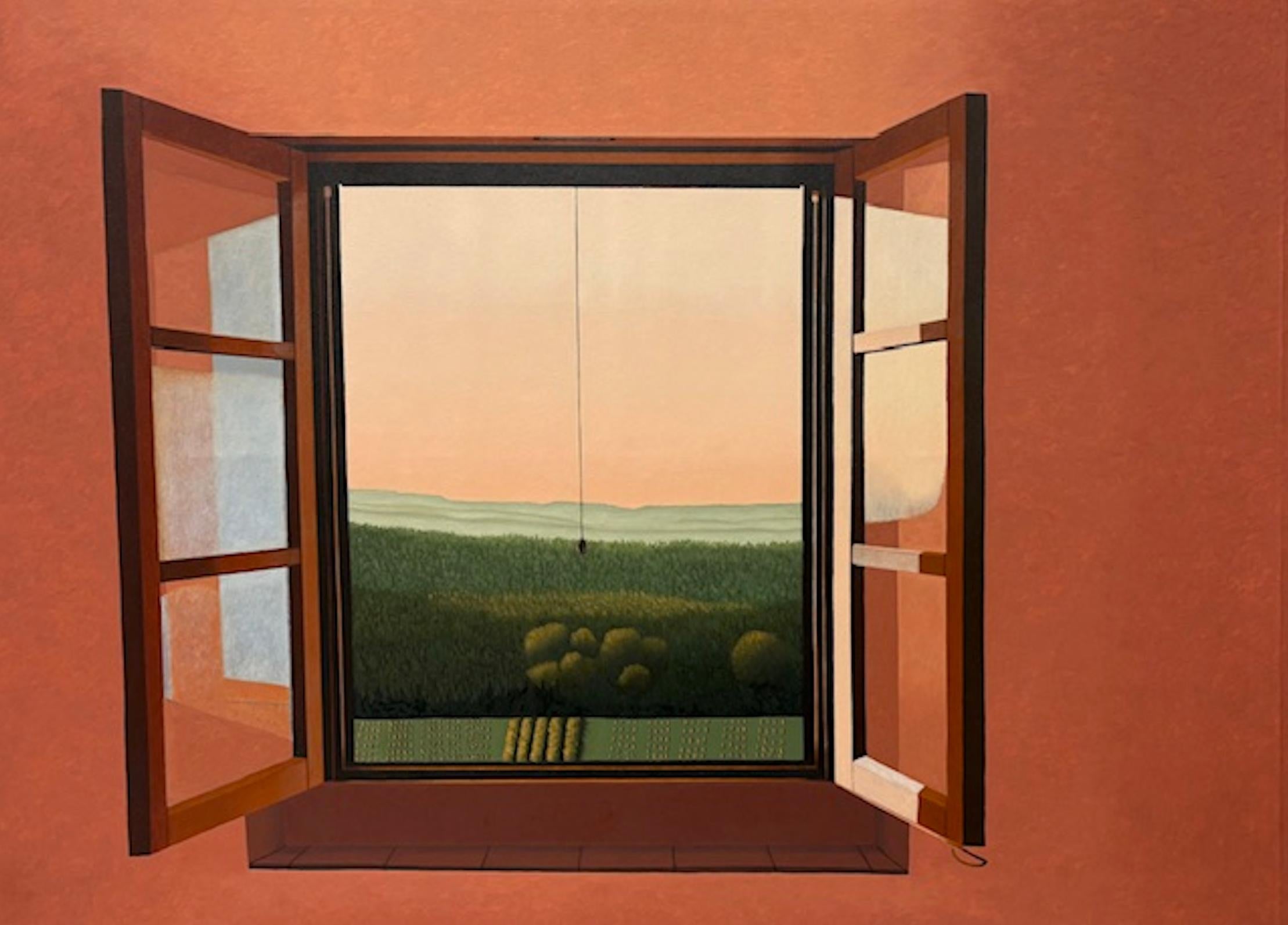 Vista da Il Cellese, dipinto paesaggistico a olio su tela, stile realistico