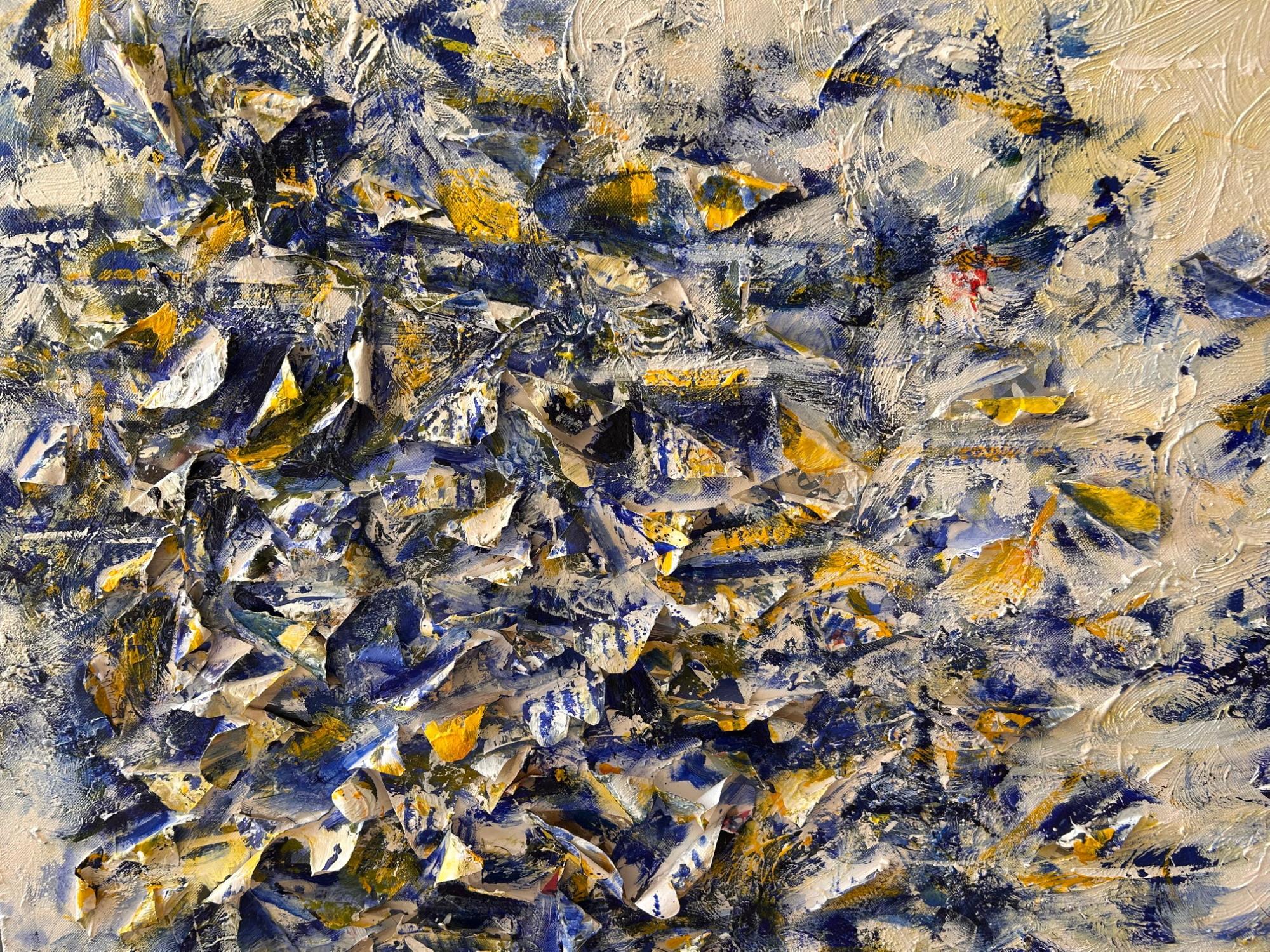 Modern Jeanfilip - Large Acrylic, Collage on Canvas - Le Vol De Papillons - Signed 2012 For Sale