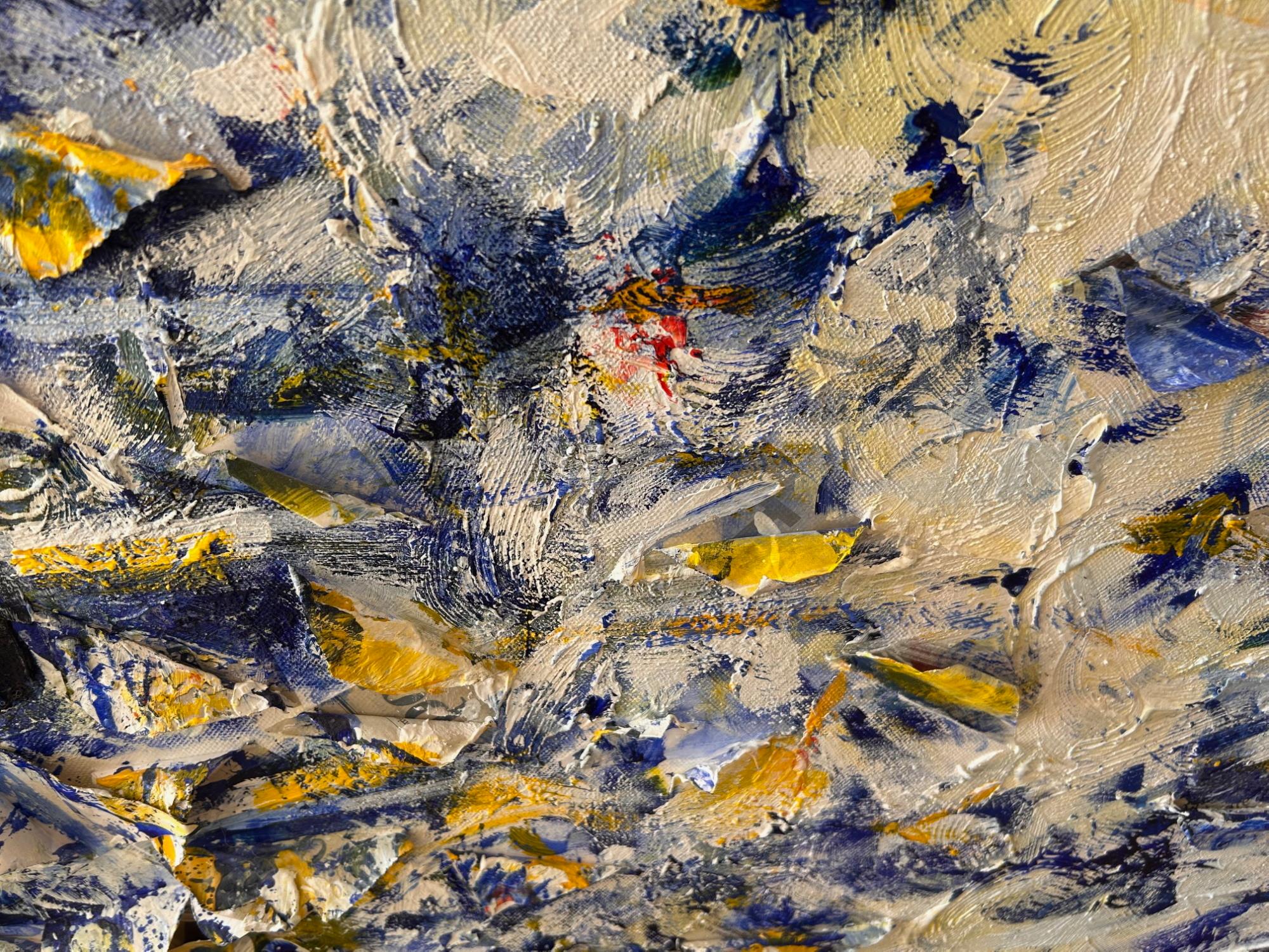 Contemporary Jeanfilip - Large Acrylic, Collage on Canvas - Le Vol De Papillons - Signed 2012 For Sale