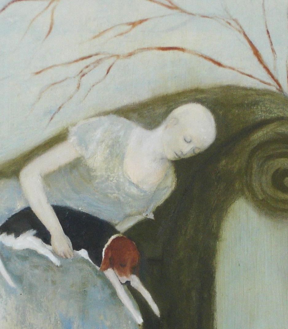 Dopo con Beagle  Ogni donna, protagonista, dipinto di un cane  , archetipi femminili - Painting Espressionista di Jeanie Tomanek