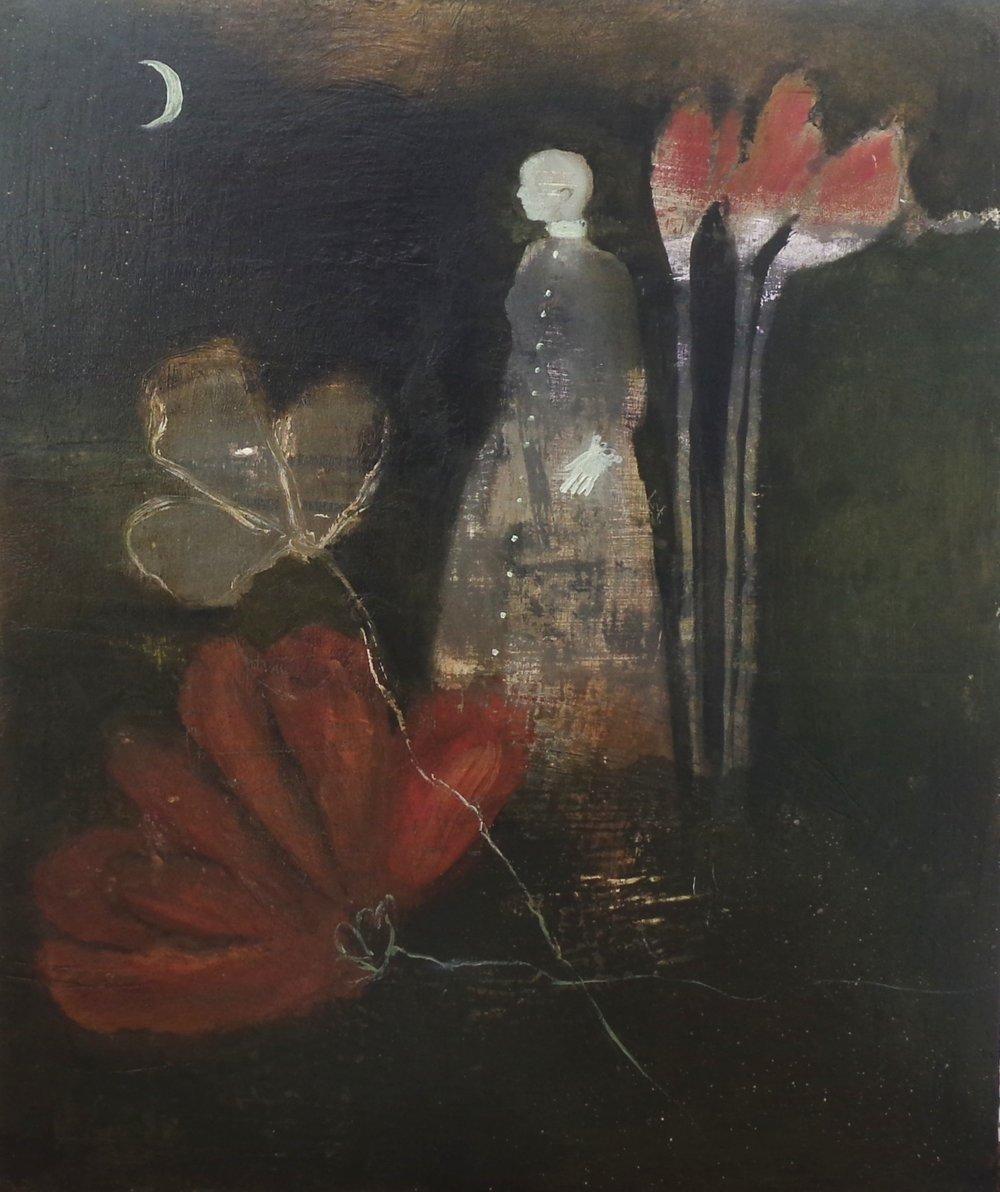 Jeanie Tomanek Figurative Painting -  Language of the Flowers, protagonist,  , feminine archetypes