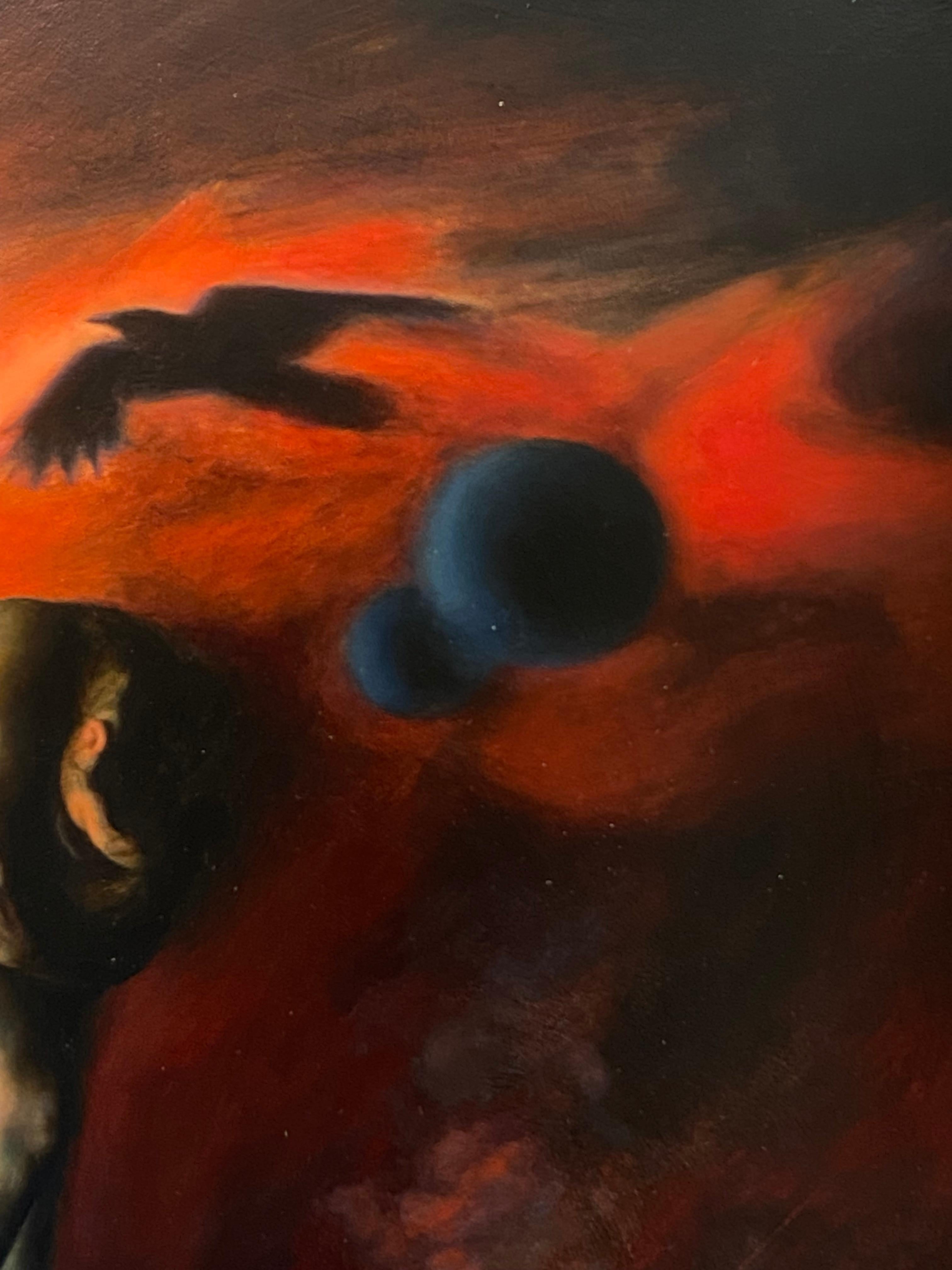 Jeanine Donkers 
Alignment
50 x 40 cm ( framed included in price)
Measurement with included frame: 54 x 44 cm
Oil on wood panel

Jeanine Donkers' paintings offer a world filled with familiar elements, while also revealing a magical or esoteric