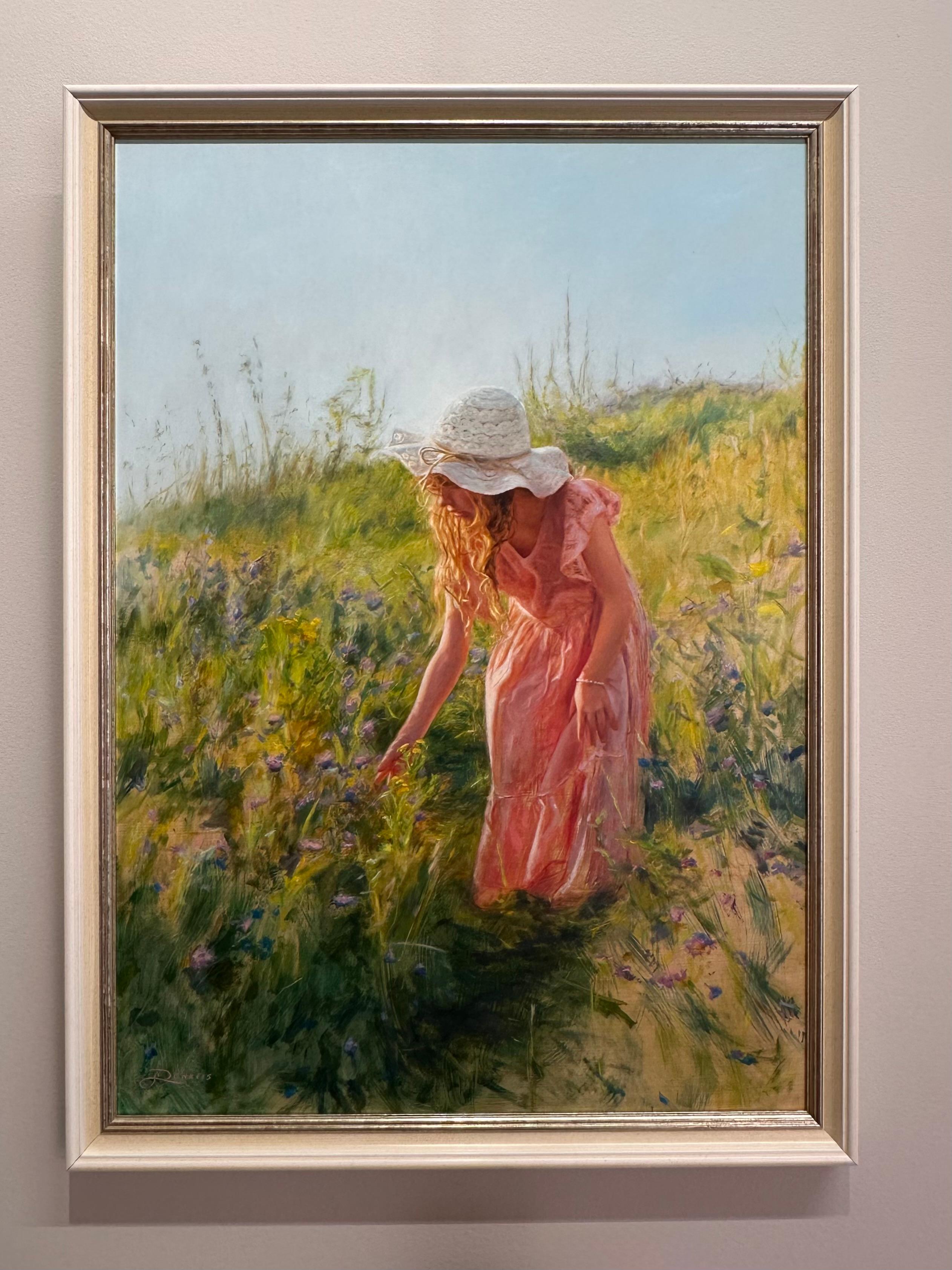Parmi les fleurs - peinture figurative réaliste du 21e siècle d'une jeune fille en vente 3