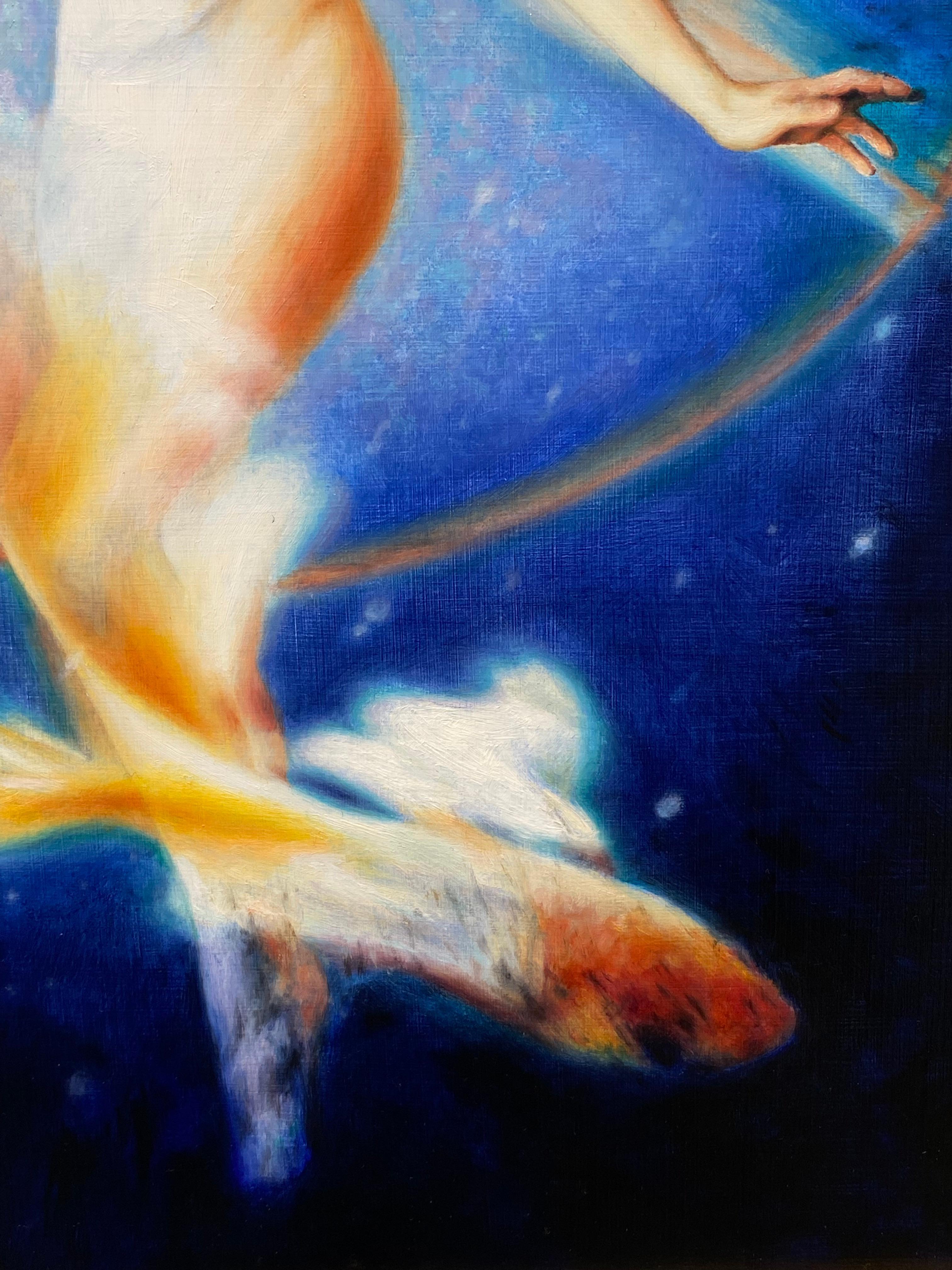 Jeanine Donkers 
Venus, das göttliche Weibliche
40 x 30 cm (gerahmt im Preis inbegriffen)
Maße mit mitgeliefertem Rahmen: 44 x 34 cm
Öl auf Holzplatte

Die Gemälde von Jeanine Donkers bieten eine Welt voller vertrauter Elemente und offenbaren