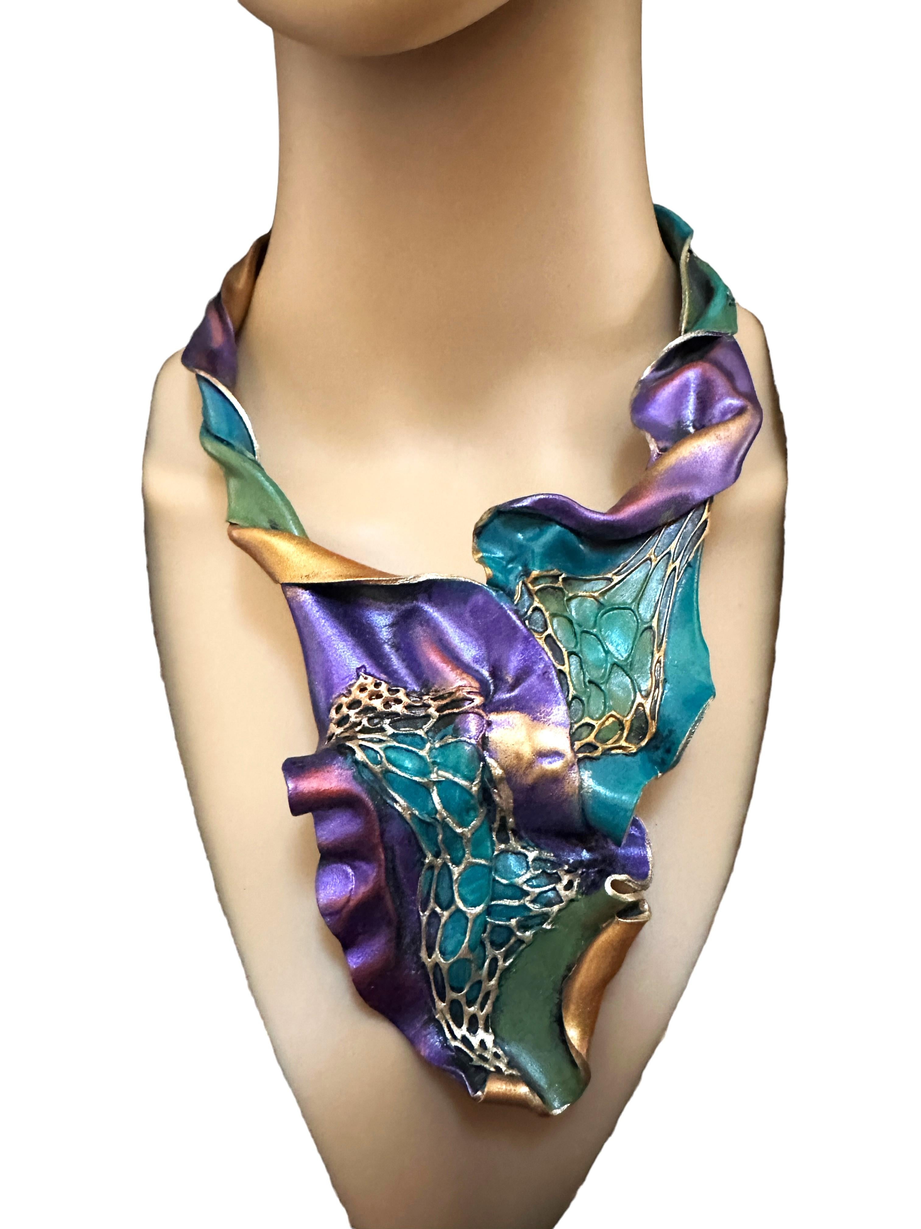 Jeanique Hand Sculpted, Hand Painted Wearable Art - Necklace & Bracelet For Sale 5