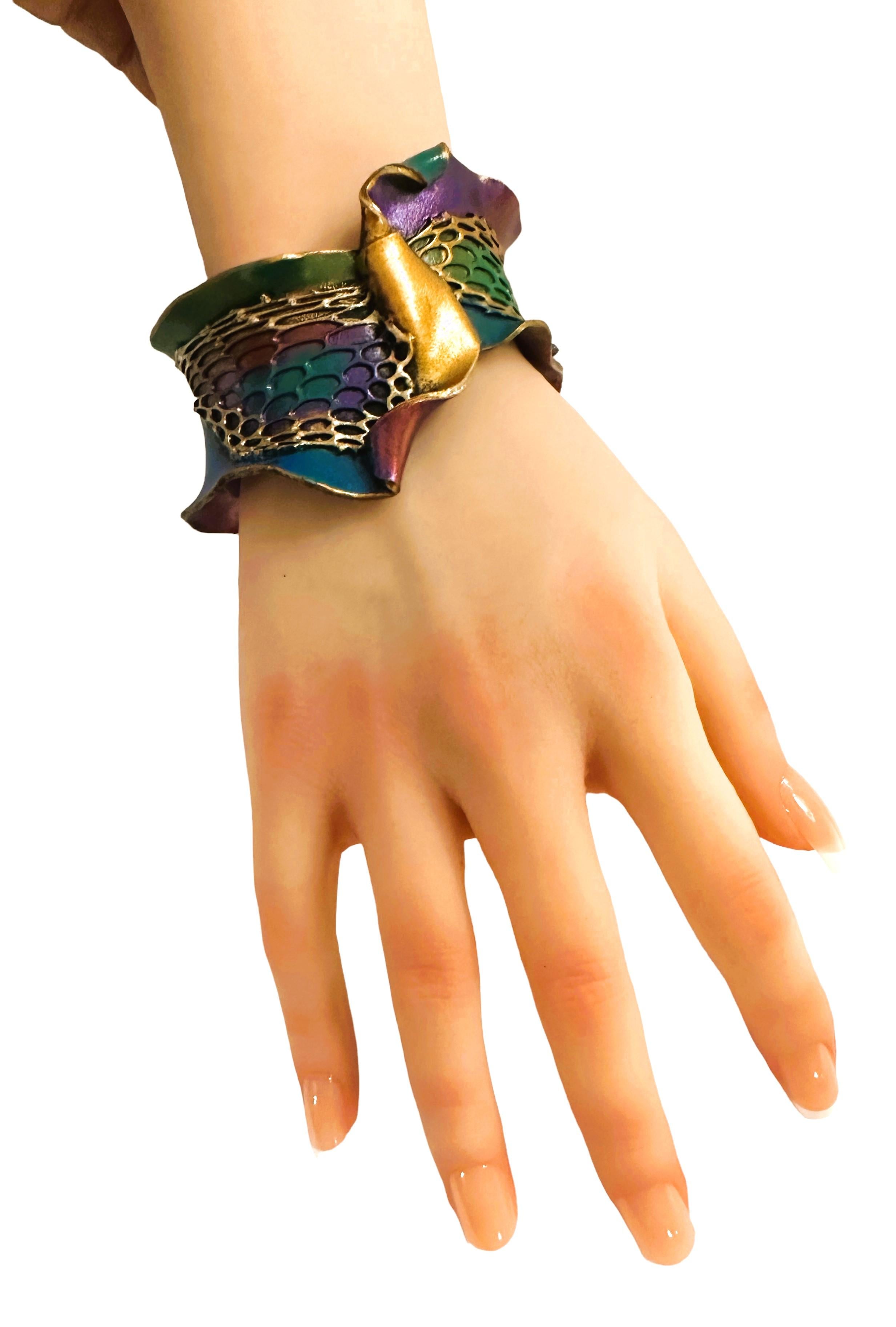 Modernist Jeanique Hand Sculpted, Hand Painted Wearable Art - Necklace & Bracelet For Sale