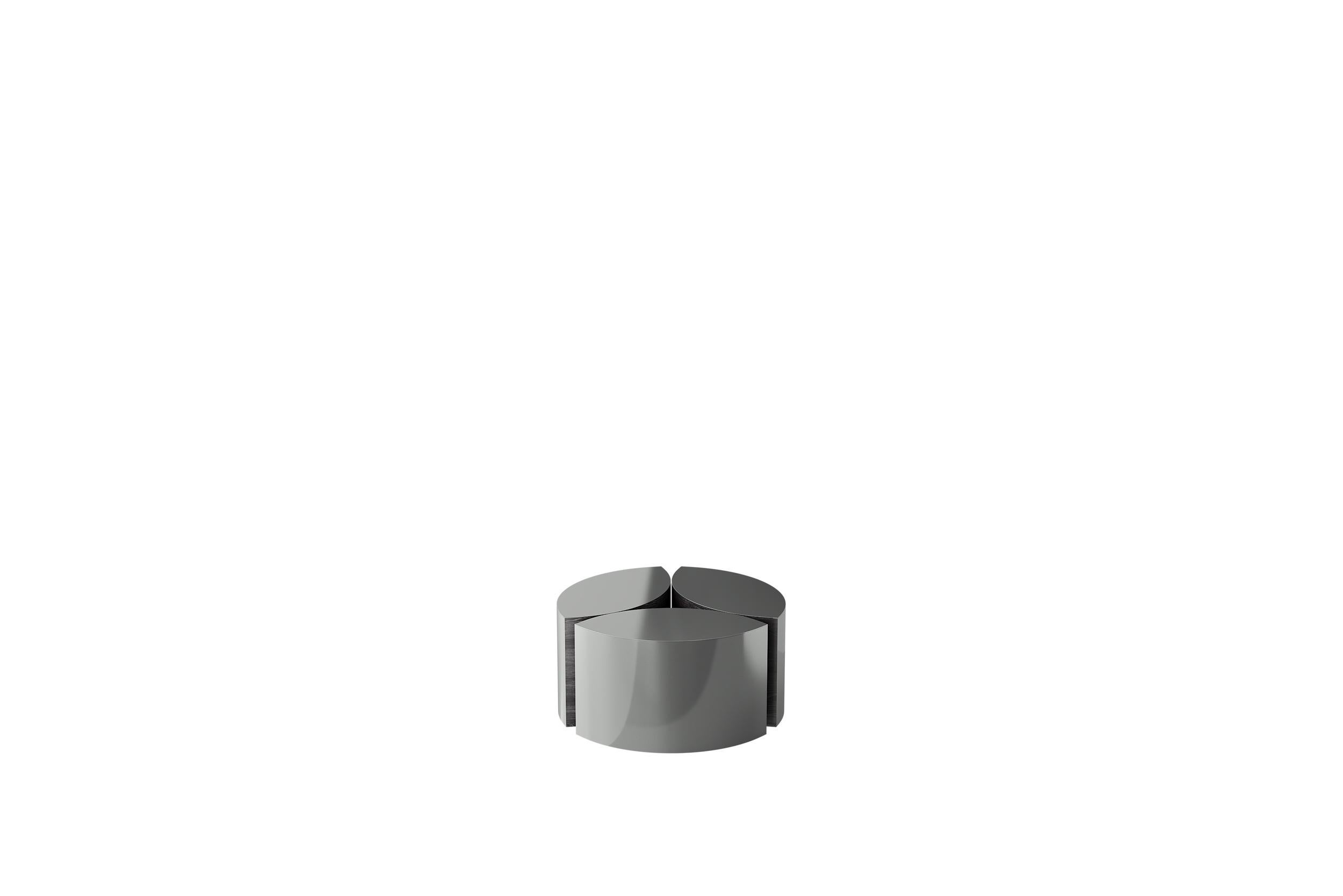 Post-Modern Jeanjean Polished Steel and Black Oak Side Table by Ultramobili For Sale