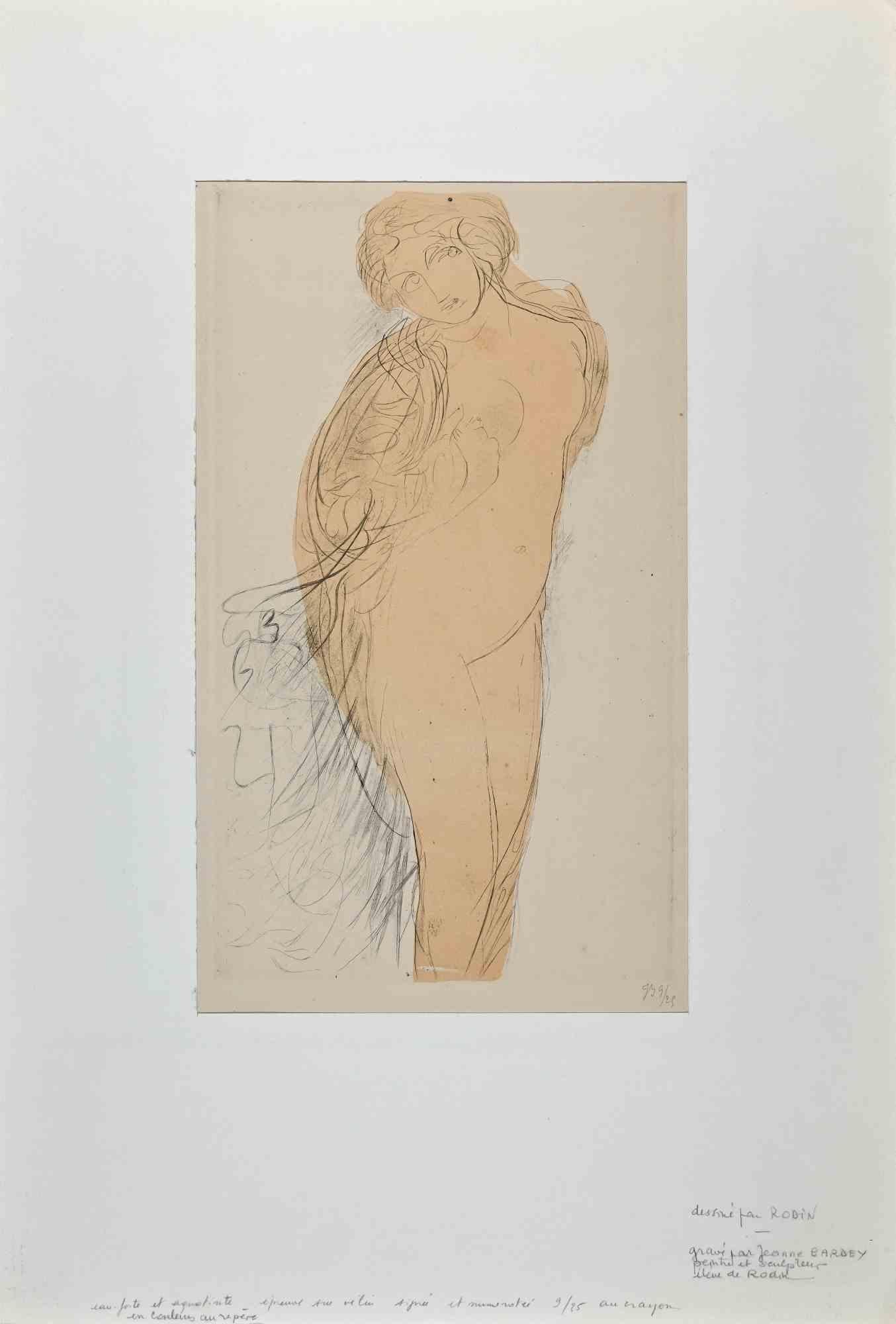 Woman is an original etching realized in Early 20th Century after Auguste Rodin by French artist  Jeanne Bardey (1872 - 1954)

Numbered.Edition, 9/25.

Good conditions.

Jeanne Bardey (1872 - 1954) was a French painter and sculptor who lived in