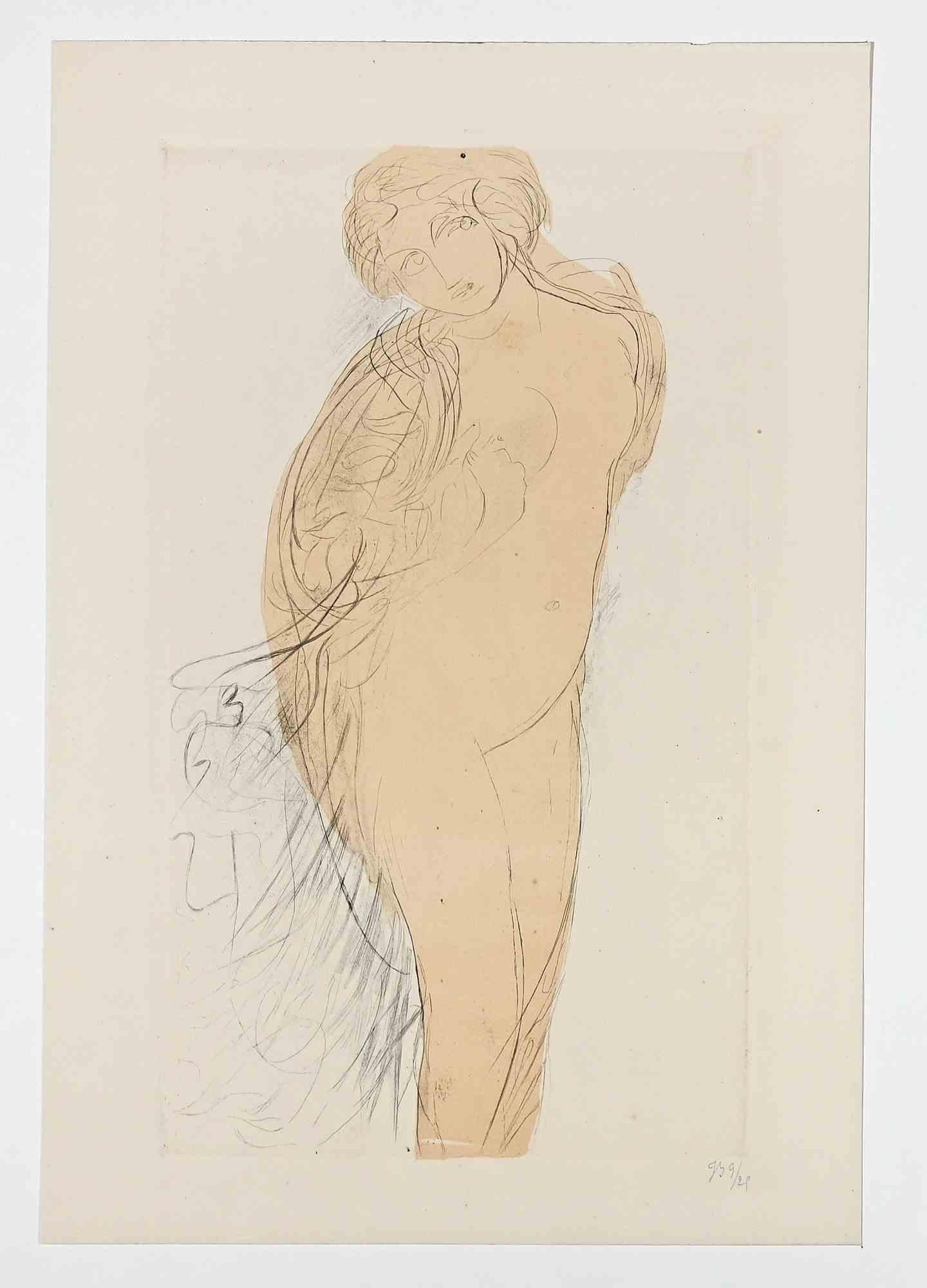 Woman – Original-Radierung von Jeanne Bardey – frühes 20. Jahrhundert