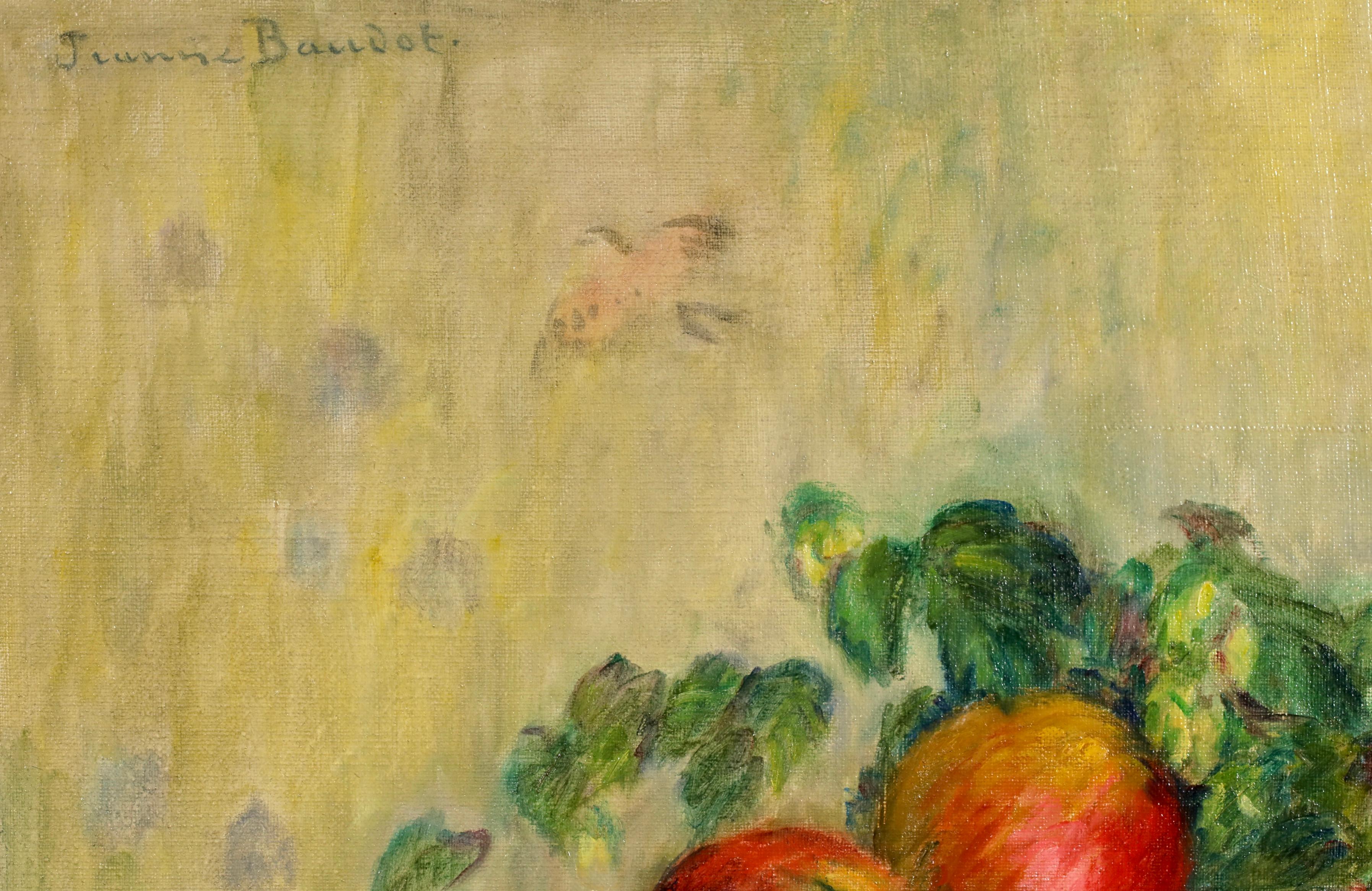 Pommes et raisins - Nature morte impressionniste à l'huile de Jeanne Baudot en vente 9