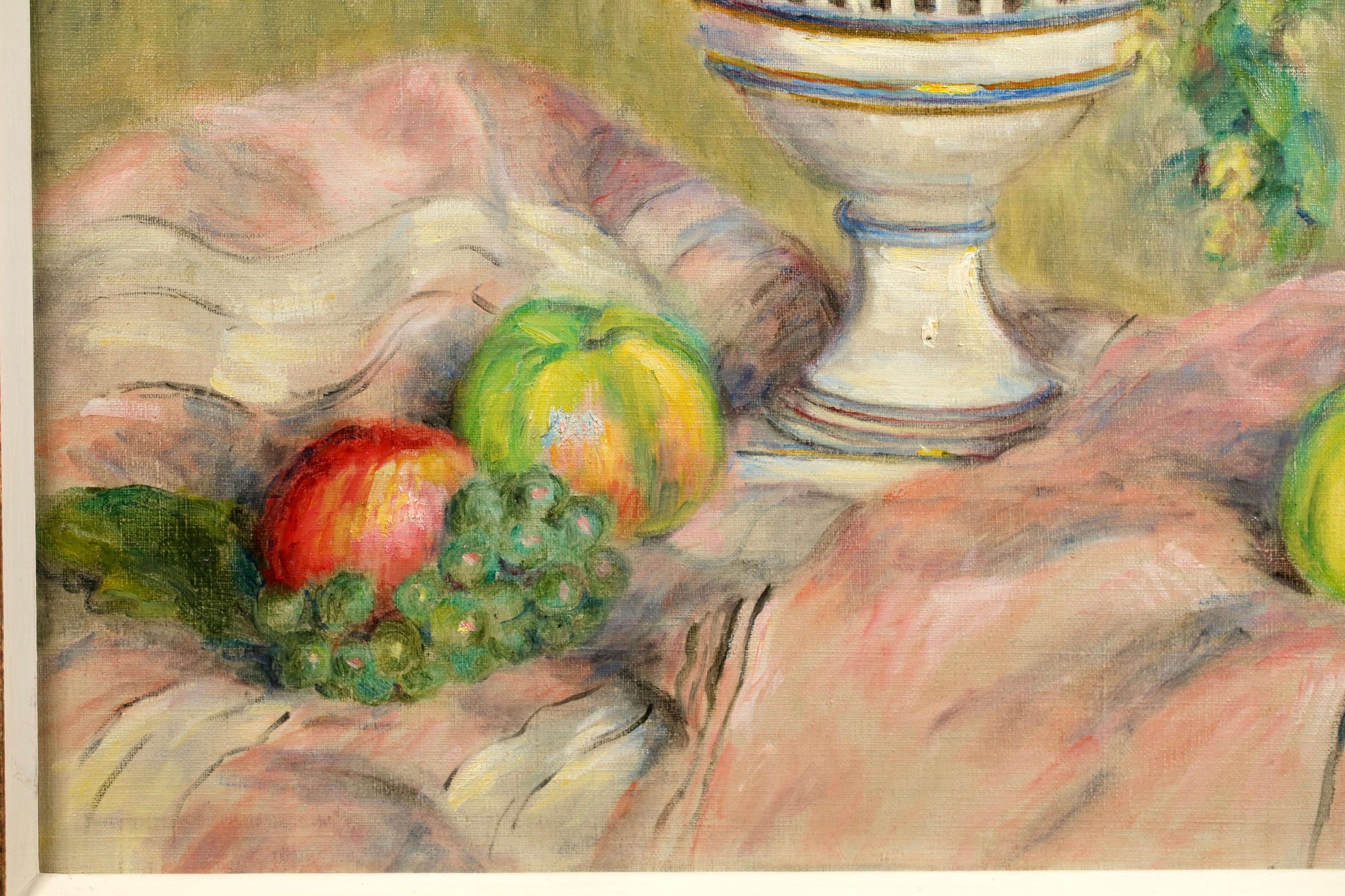 Pommes et raisins - Nature morte impressionniste à l'huile de Jeanne Baudot en vente 10