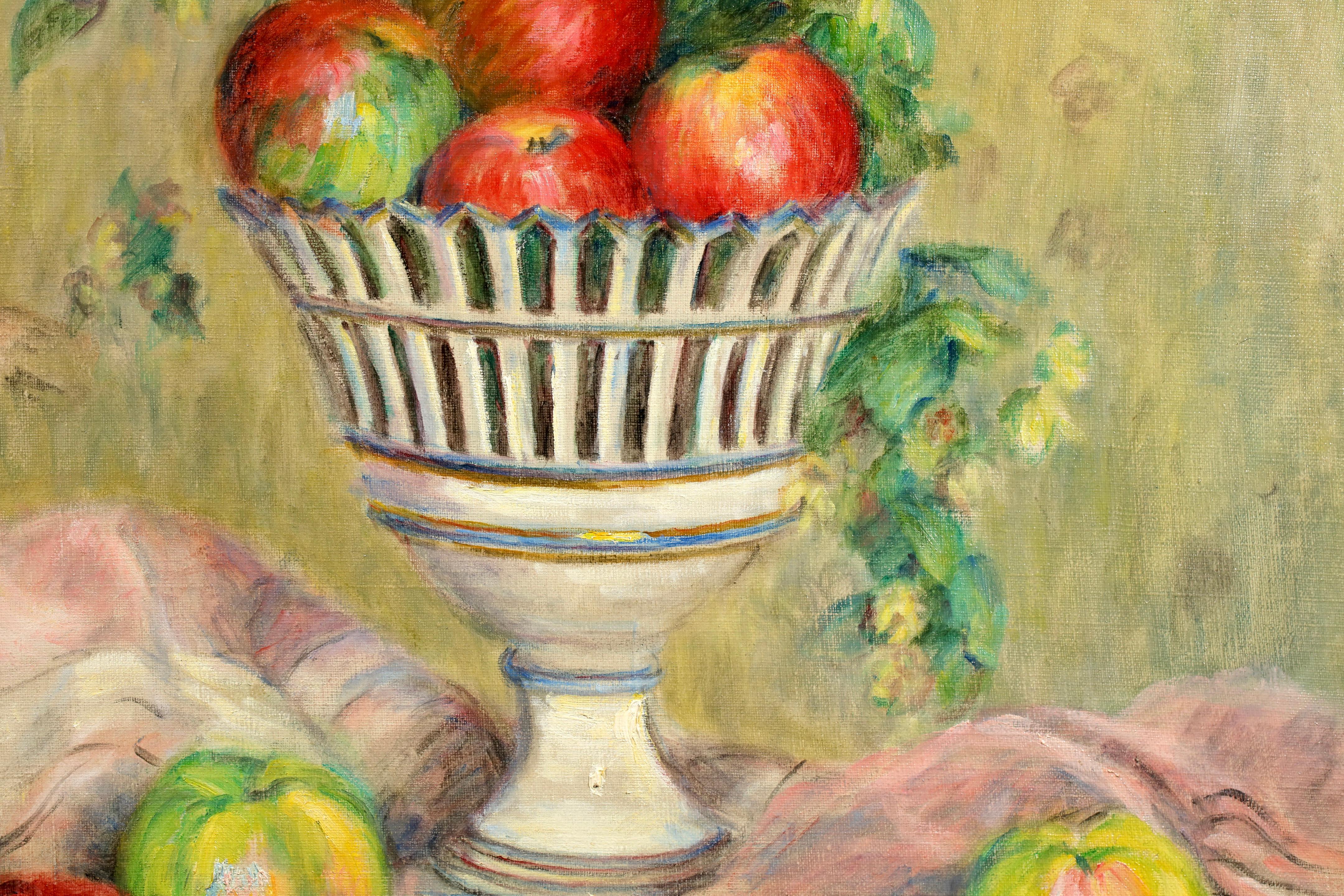 Pommes et raisins - Nature morte impressionniste à l'huile de Jeanne Baudot en vente 12