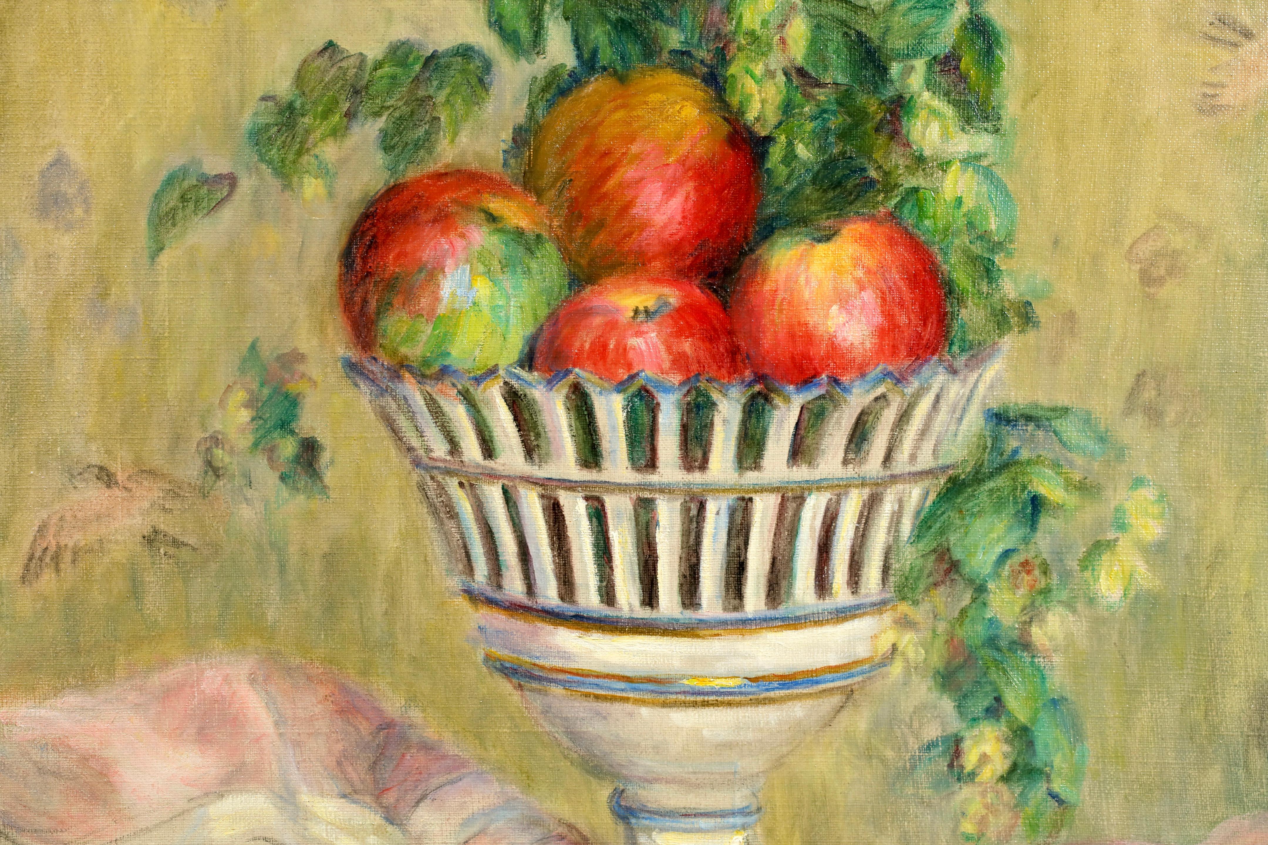 Pommes et raisins - Nature morte impressionniste à l'huile de Jeanne Baudot en vente 3