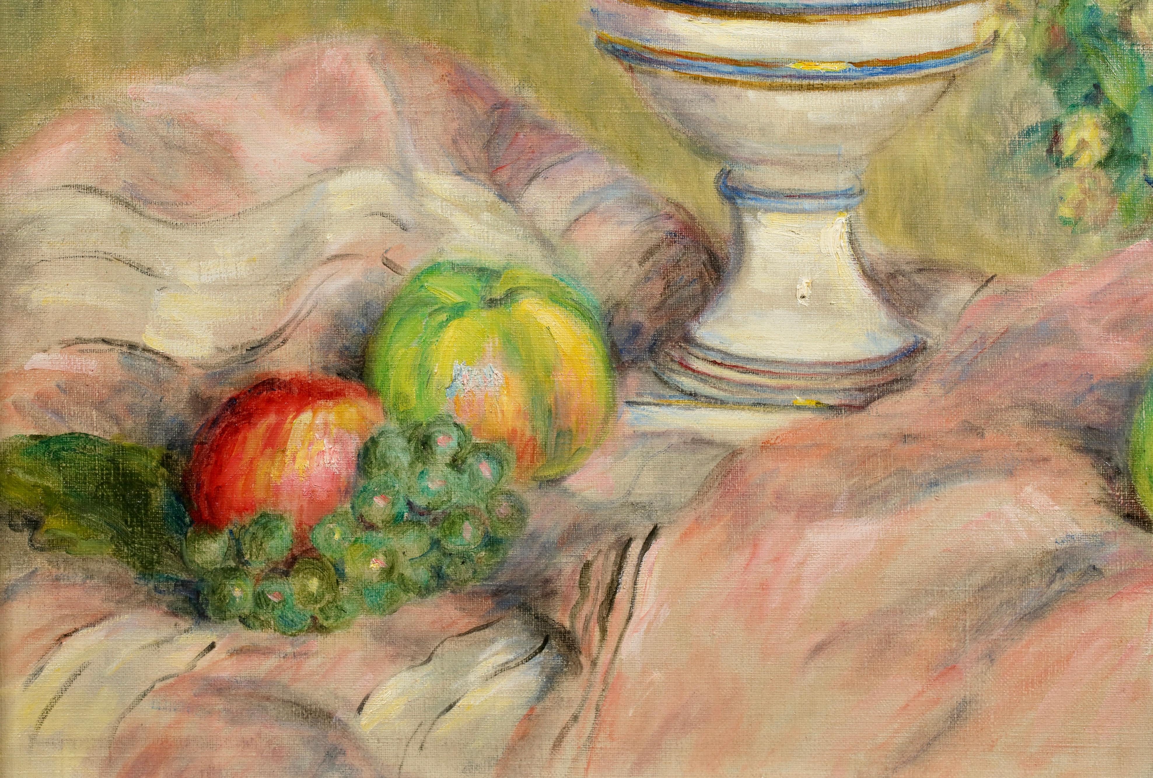 Pommes et raisins - Nature morte impressionniste à l'huile de Jeanne Baudot en vente 4