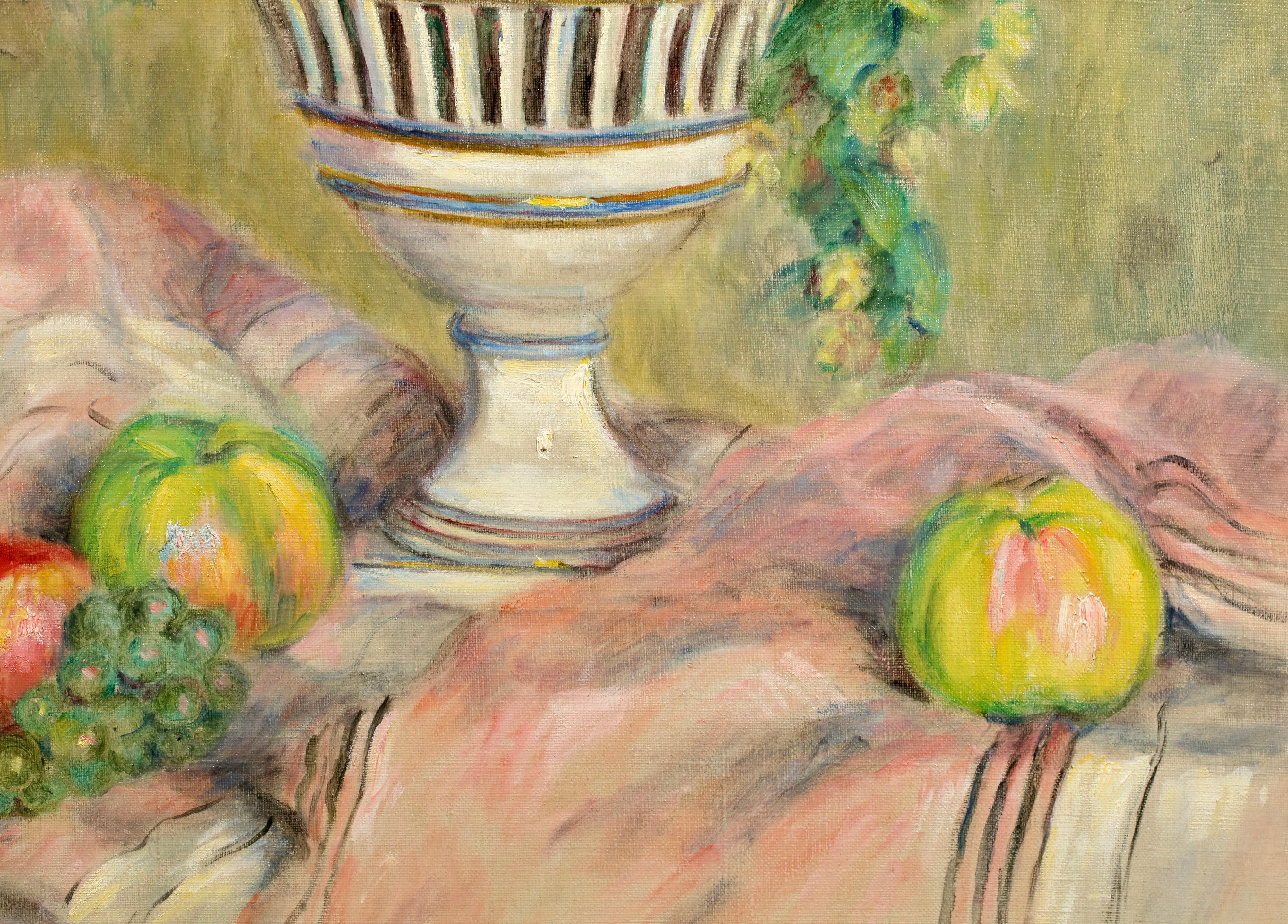 Pommes et raisins - Nature morte impressionniste à l'huile de Jeanne Baudot en vente 5