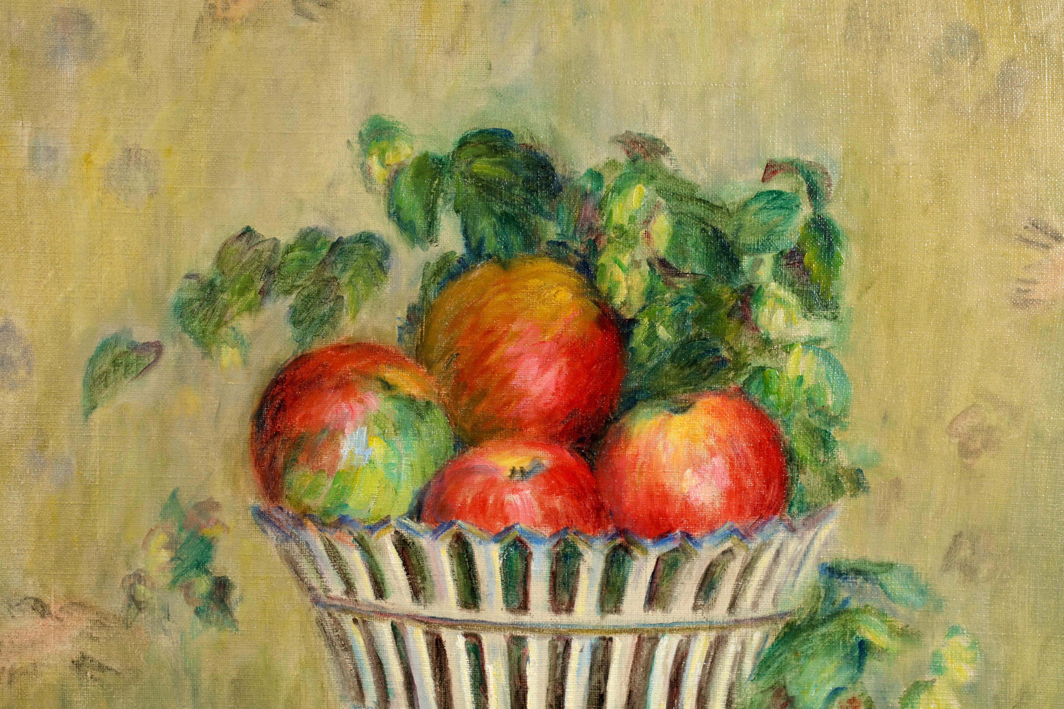 Pommes et raisins - Nature morte impressionniste à l'huile de Jeanne Baudot en vente 7