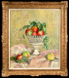 Pommes et raisins - Impressionist Still Life Oil Painting by Jeanne Baudot
