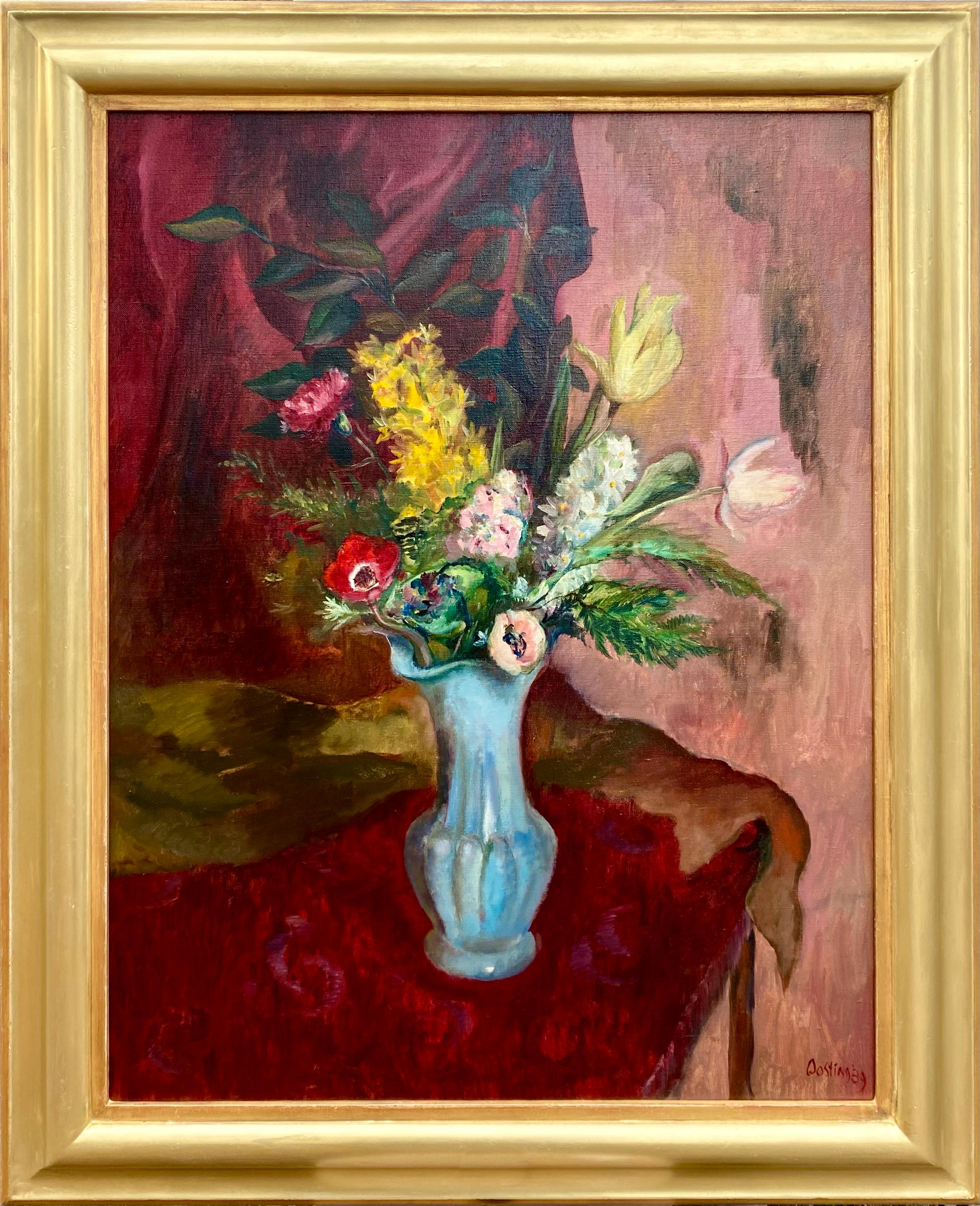 Bieruma Oosting Jeanne
Leeuwarden 1898 –  1994  Almen
Dutch Painter

'Spring Flowers in a Vase'

Signature: Signed lower right and dated 1939
Medium: Oil on canvas
Dimensions: Image size 101 x 81 cm, frame size 116 x 97 cm

Biography: Adriana
