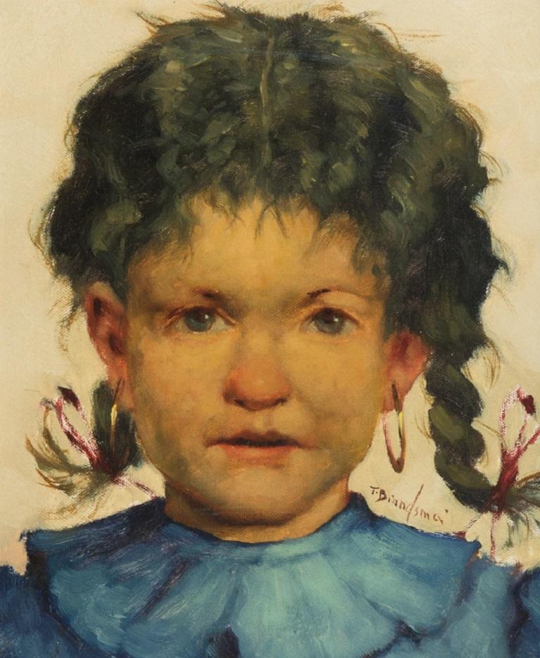 Jeanne Brandsma (1902-1992) - A Pair of Belgian Oils, Portraits of Children For Sale 3