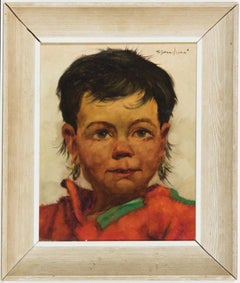 Ein Paar belgische Ölgemälde, Porträts von Kindern von Jeanne Brandsma (1902-1992)