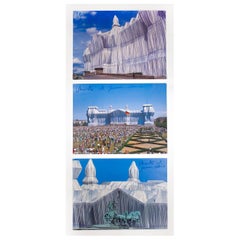 Vintage Jeanne-Claude and Christo Hand-Signed Photographs "The Wrapped Reichstag" 1995