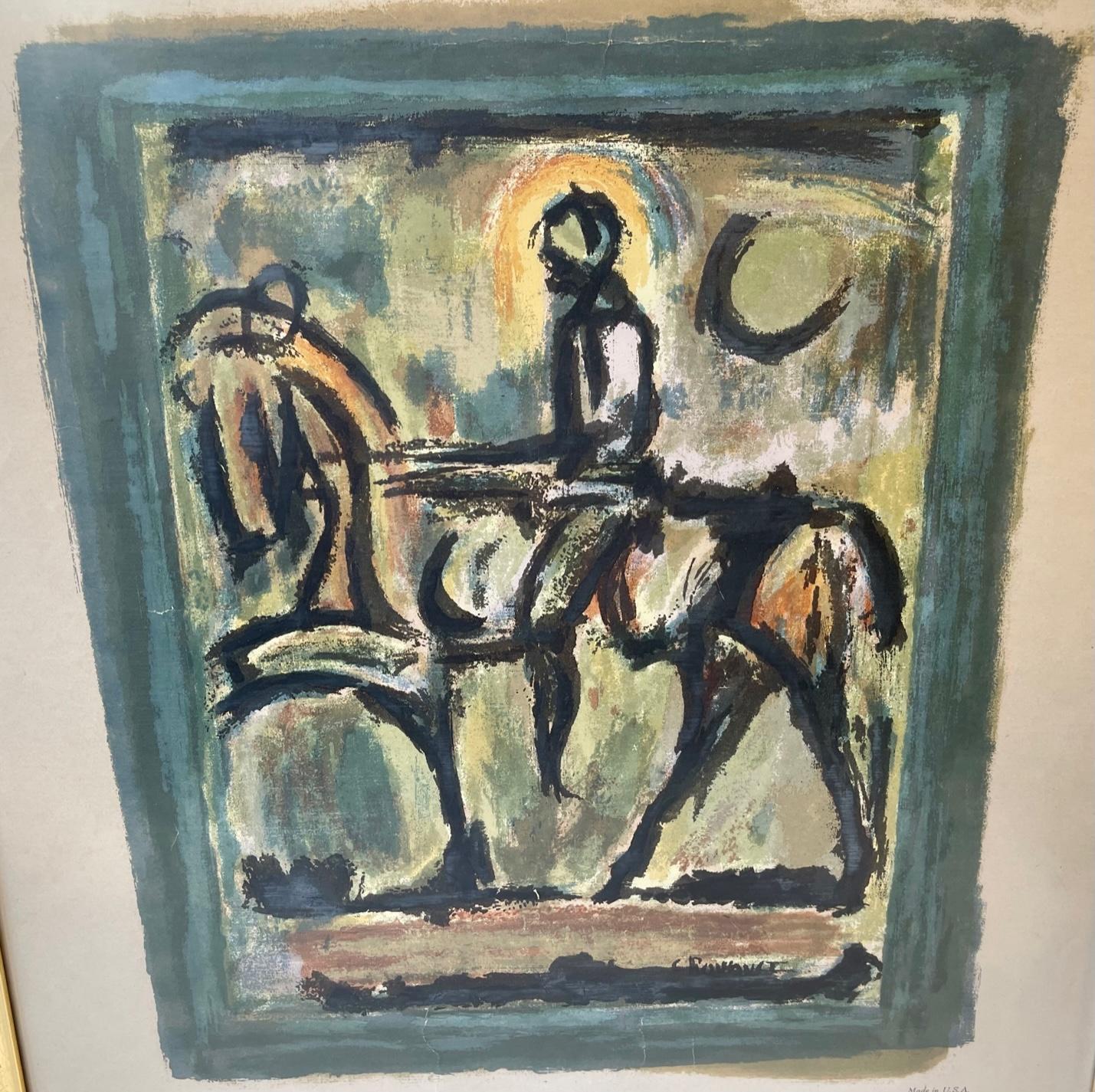 American Jeanne D' Arc by Georges Rouault Lithographic Color Print, 1940s New York For Sale