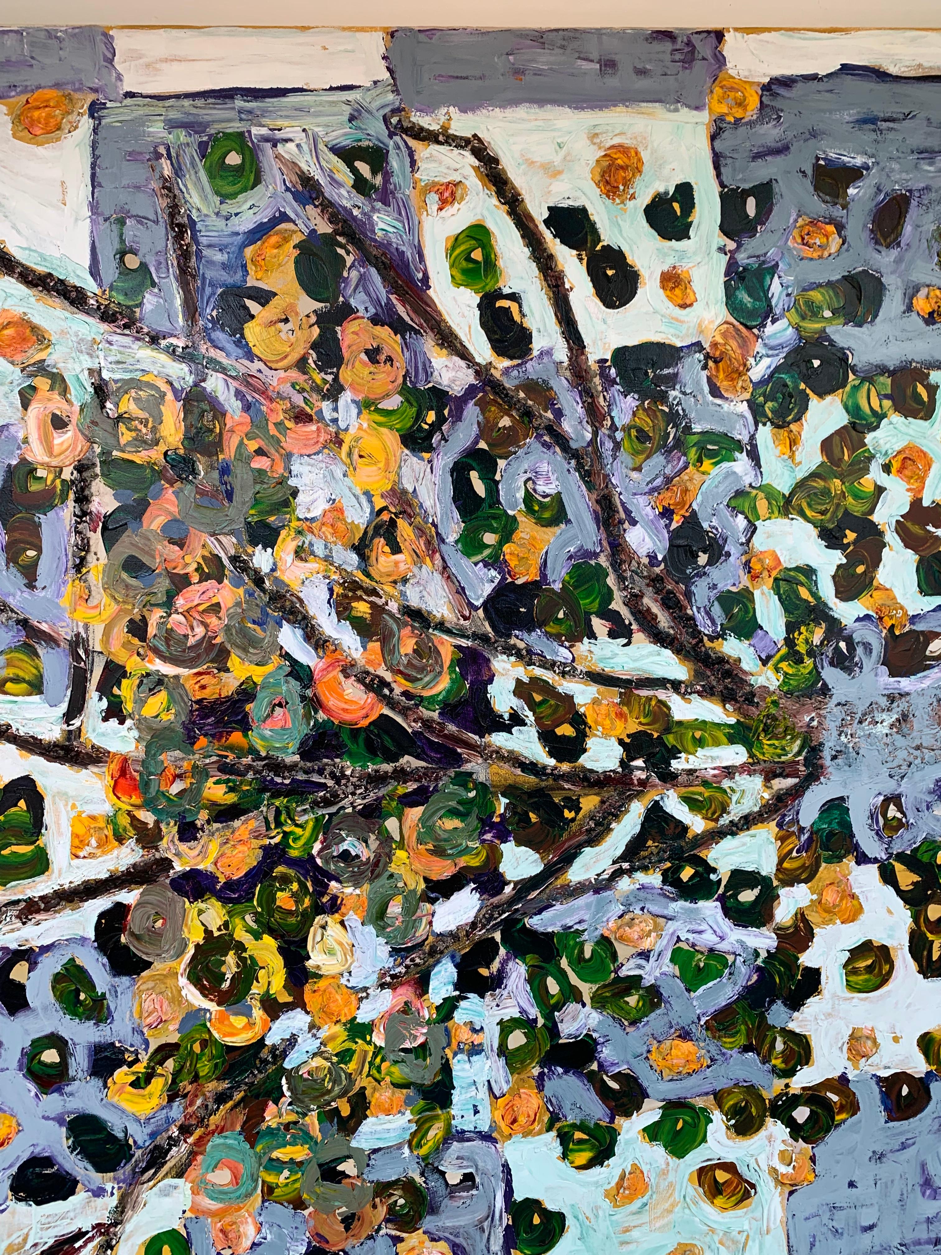 Jeanne Gentry Keck, Persimmon and Perception, Oil on Canvas, 1996 For Sale 4