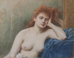 GOUY Große Pastell Frau Modell nackter französischer Maler Salon Paris 19. Jahrhundert