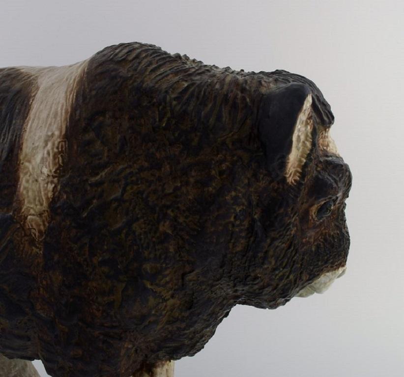Jeanne Grut for Aluminia, Colossal Sculpture in Glazed Ceramics, Musk Ox Calf In Excellent Condition For Sale In Copenhagen, DK