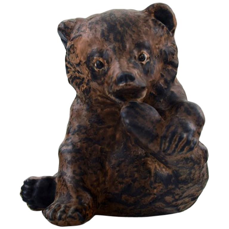 Jeanne Grut for Royal Copenhagen Aluminia Faience, Sitting Bear Cub