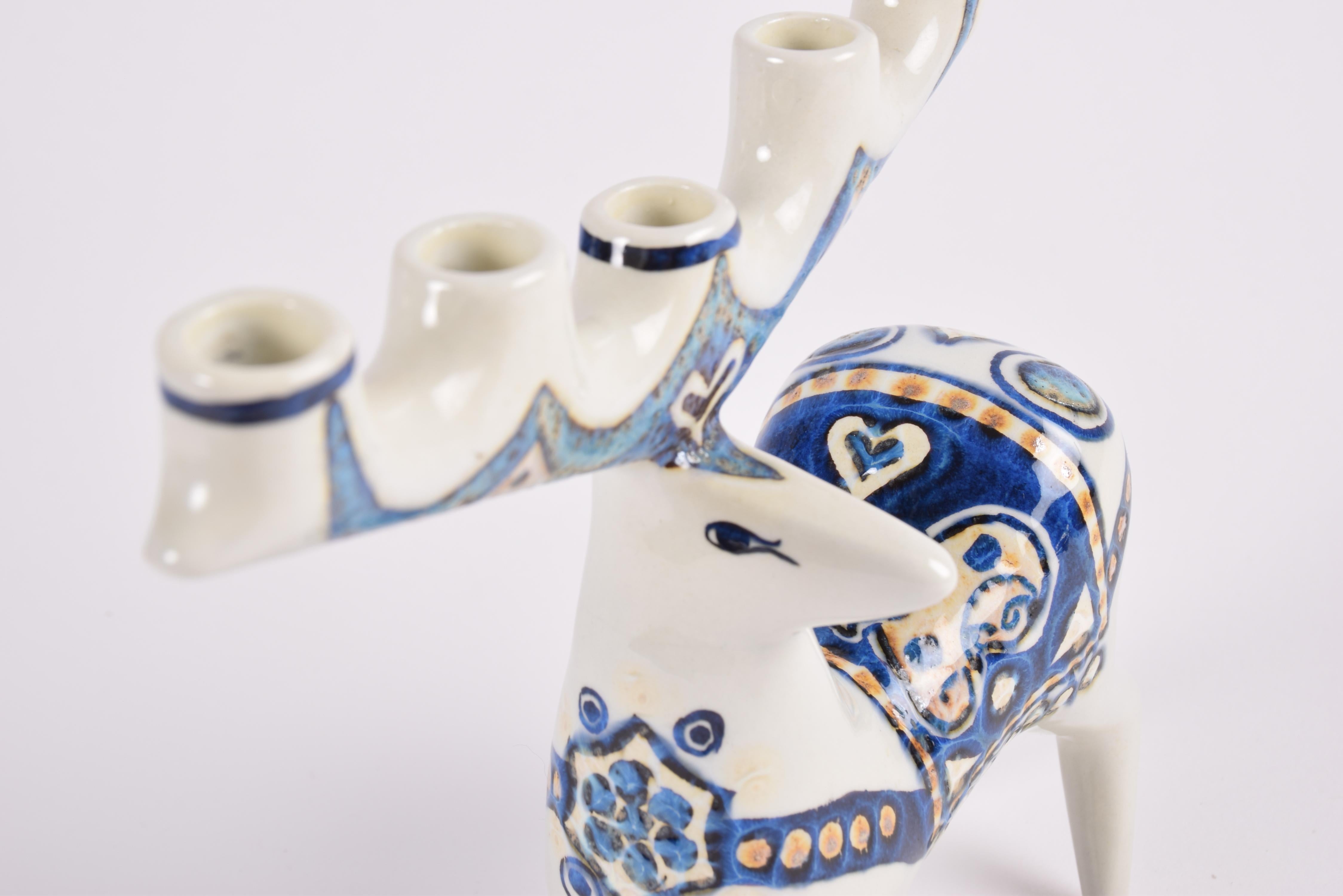 Mid-20th Century Jeanne Grut for Royal Copenhagen Deer Figurine Candelabra, Danish Ceramic, 1970s For Sale