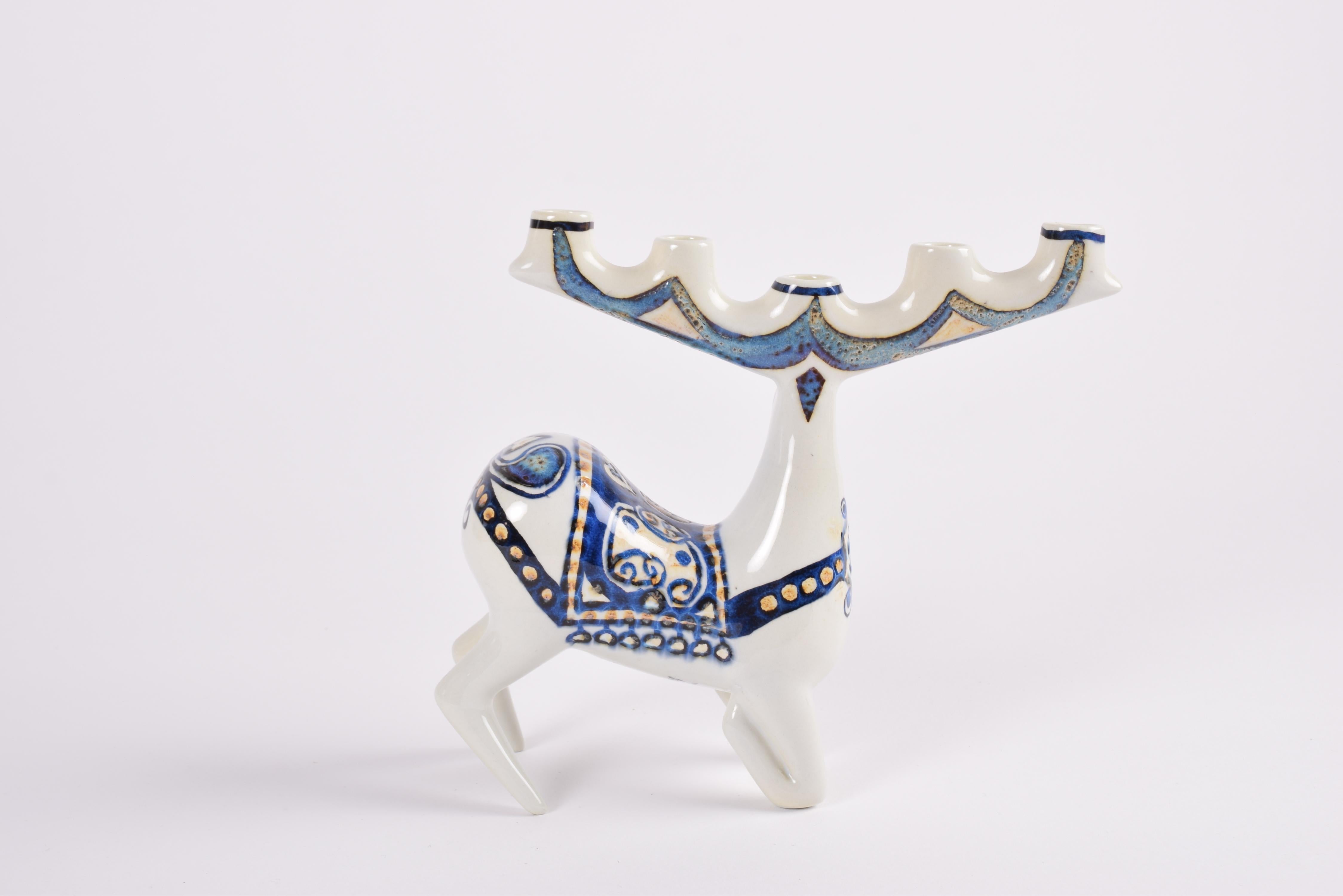 Jeanne Grut for Royal Copenhagen Deer Figurine Candelabra, Danish Ceramic, 1970s For Sale 1