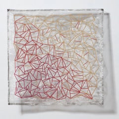 Geometrie der Hoffnung: Bernstein, Koralle – Geometrische abstrakte Wandskulptur, 20 x 20 Zoll