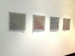 Geometry of Hope: Ruby, Steel, Geometric Glass & Steel Wall Sculpture, 20 x 20