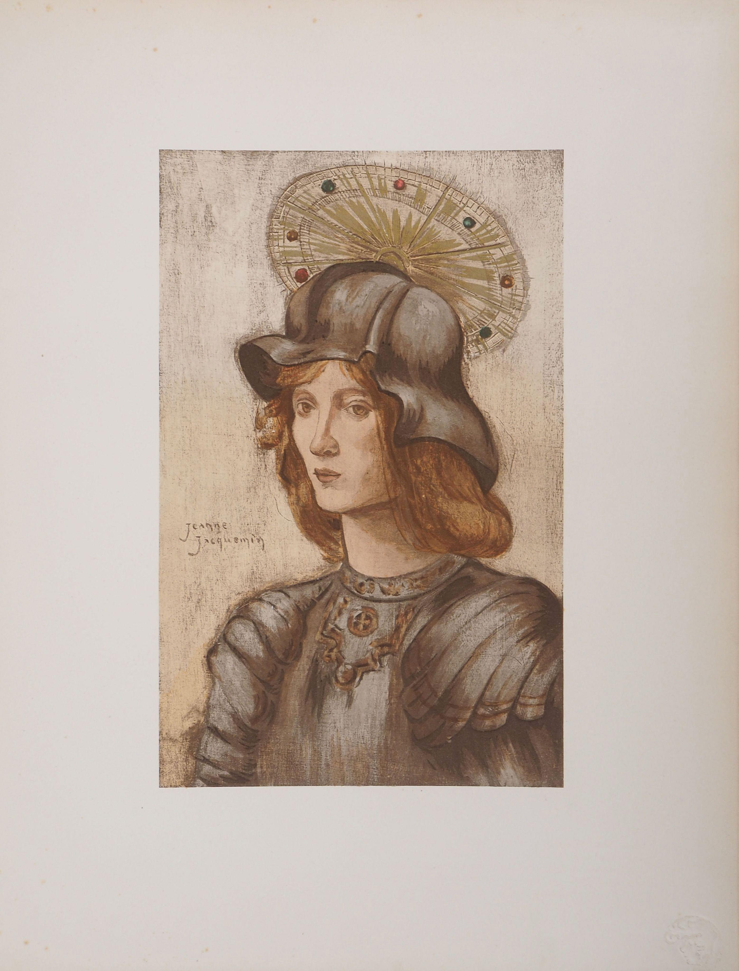 Saint George - Litografía original (1897/98) - Print de Jeanne Jacquemin