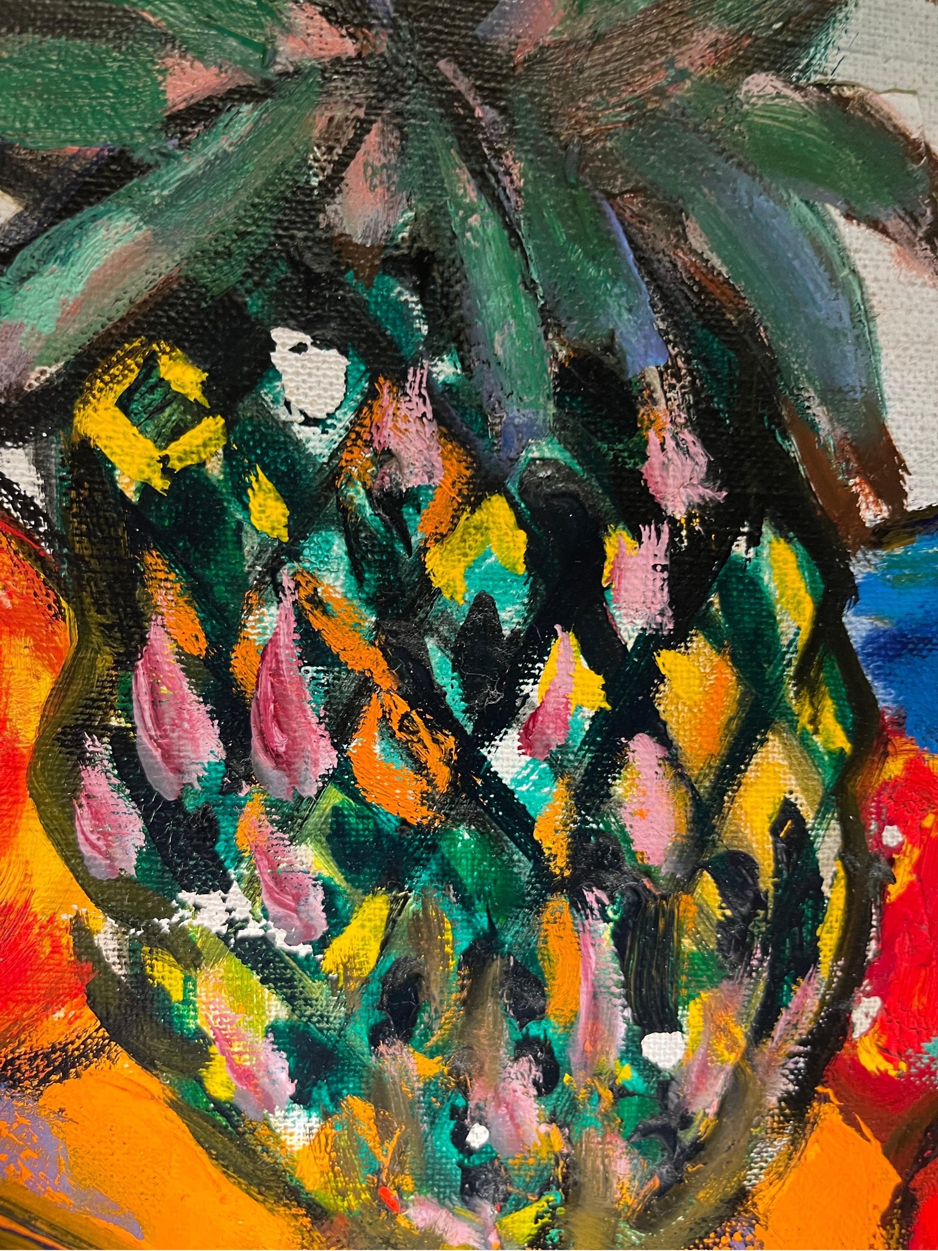 Ananas di Jeanne Laillard - Olio su tela 38x46cm in vendita 2
