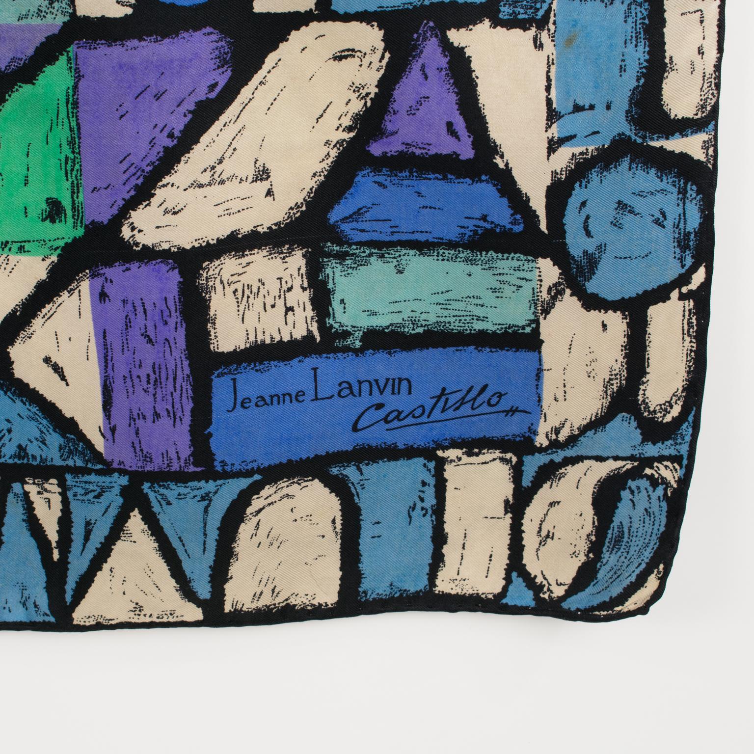 Women's Jeanne Lanvin and Castillo Silk Scarf The Letters in Blue and Purple