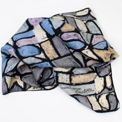Jeanne Lanvin and Castillo Silk Scarf The Letters in Blue, Pink and Gray