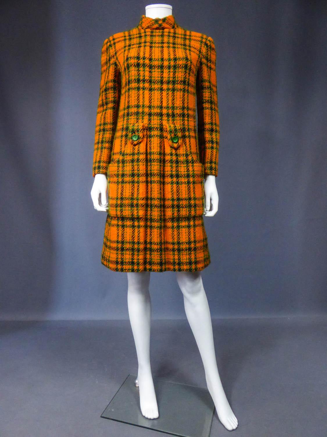 Brown A Jeanne Lanvin Mini Dress Demi Couture in Scottish Tartan Circa 1968/1970