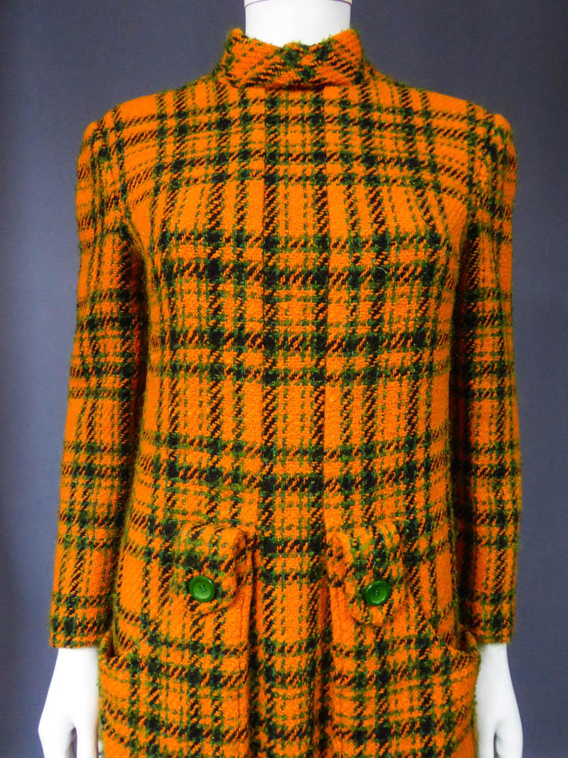 A Jeanne Lanvin Mini Dress Demi Couture in Scottish Tartan Circa 1968/1970 In Good Condition In Toulon, FR