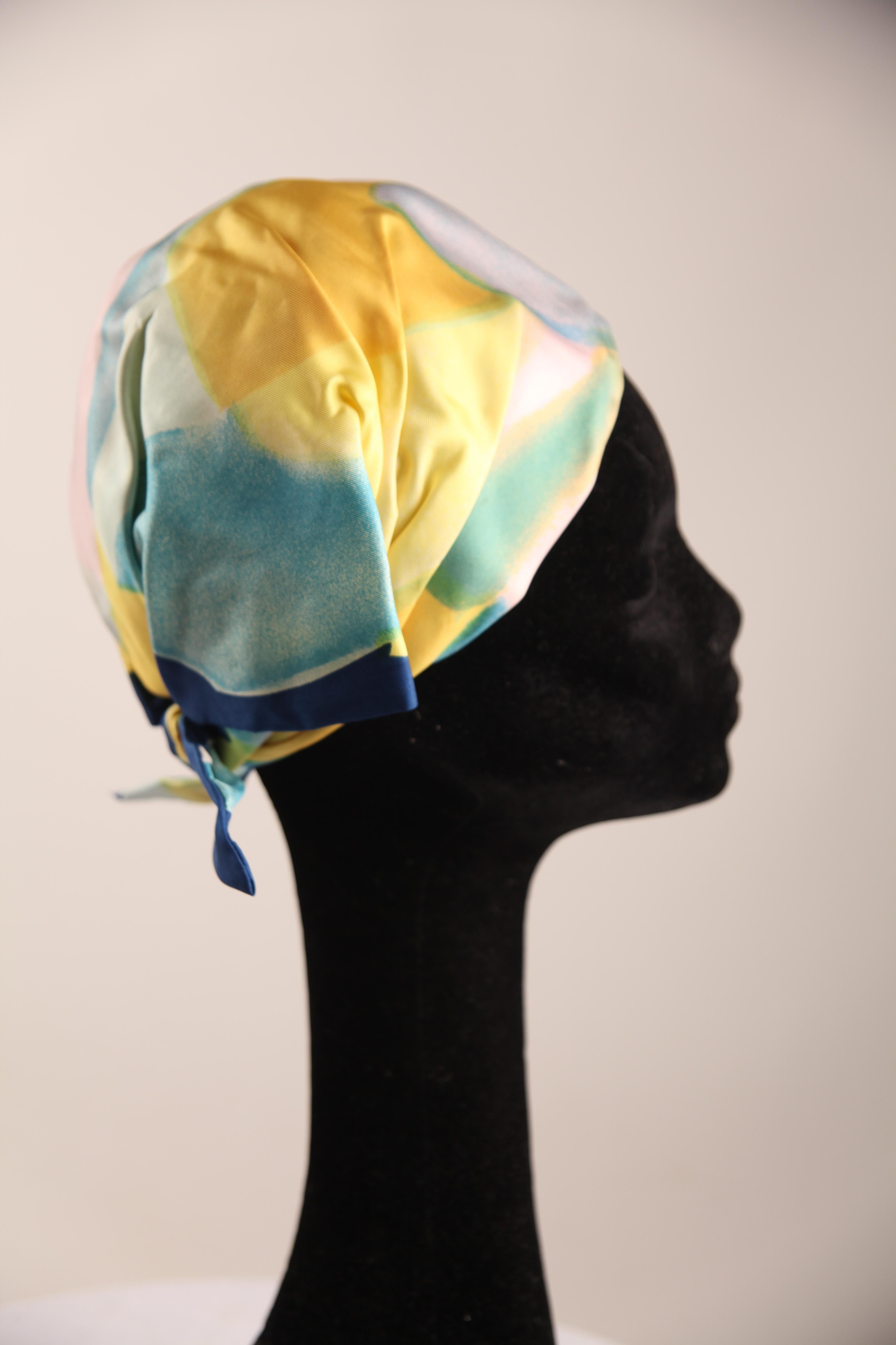 Beige Jeanne Lanvin pleated silk turban hat, c. 1960s